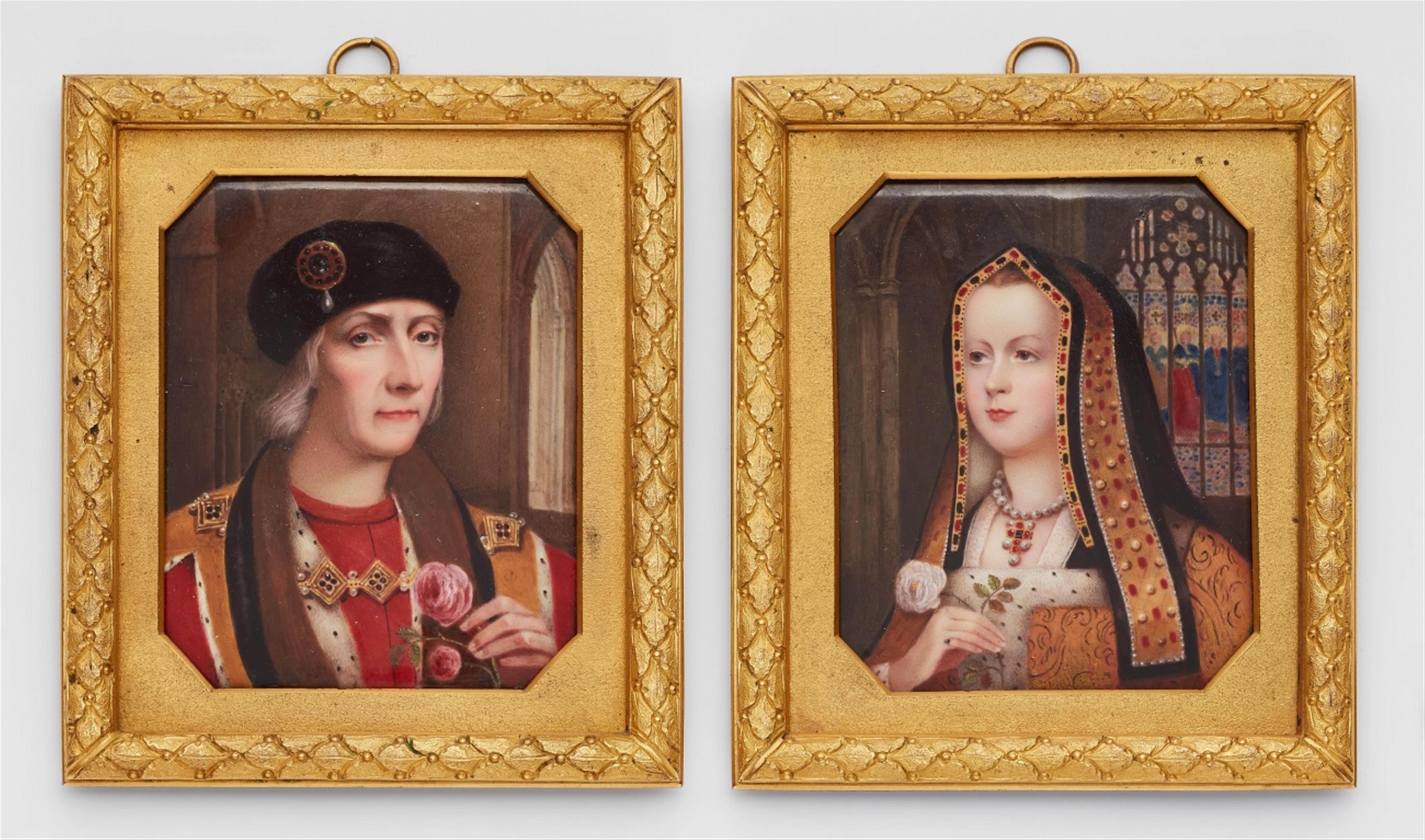 Enamelled portraits of Henry VII and Elisabeth of England - image-1