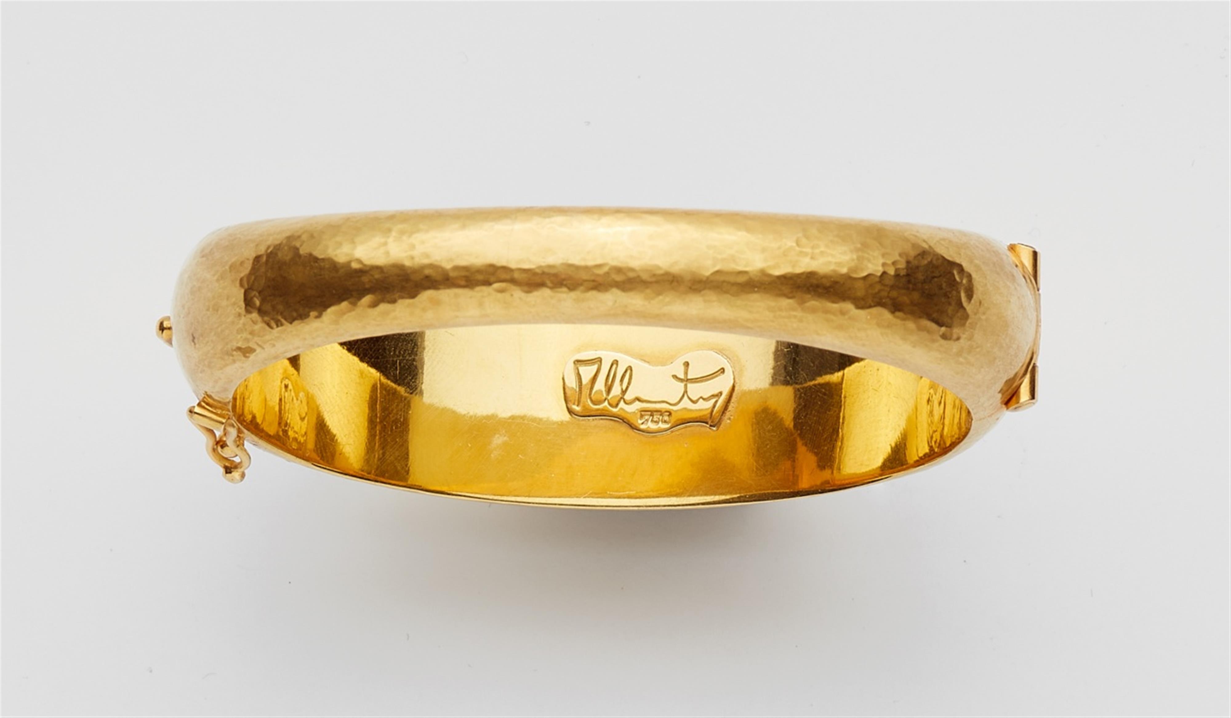 An 18k gold carnelian scarab bangle - image-3
