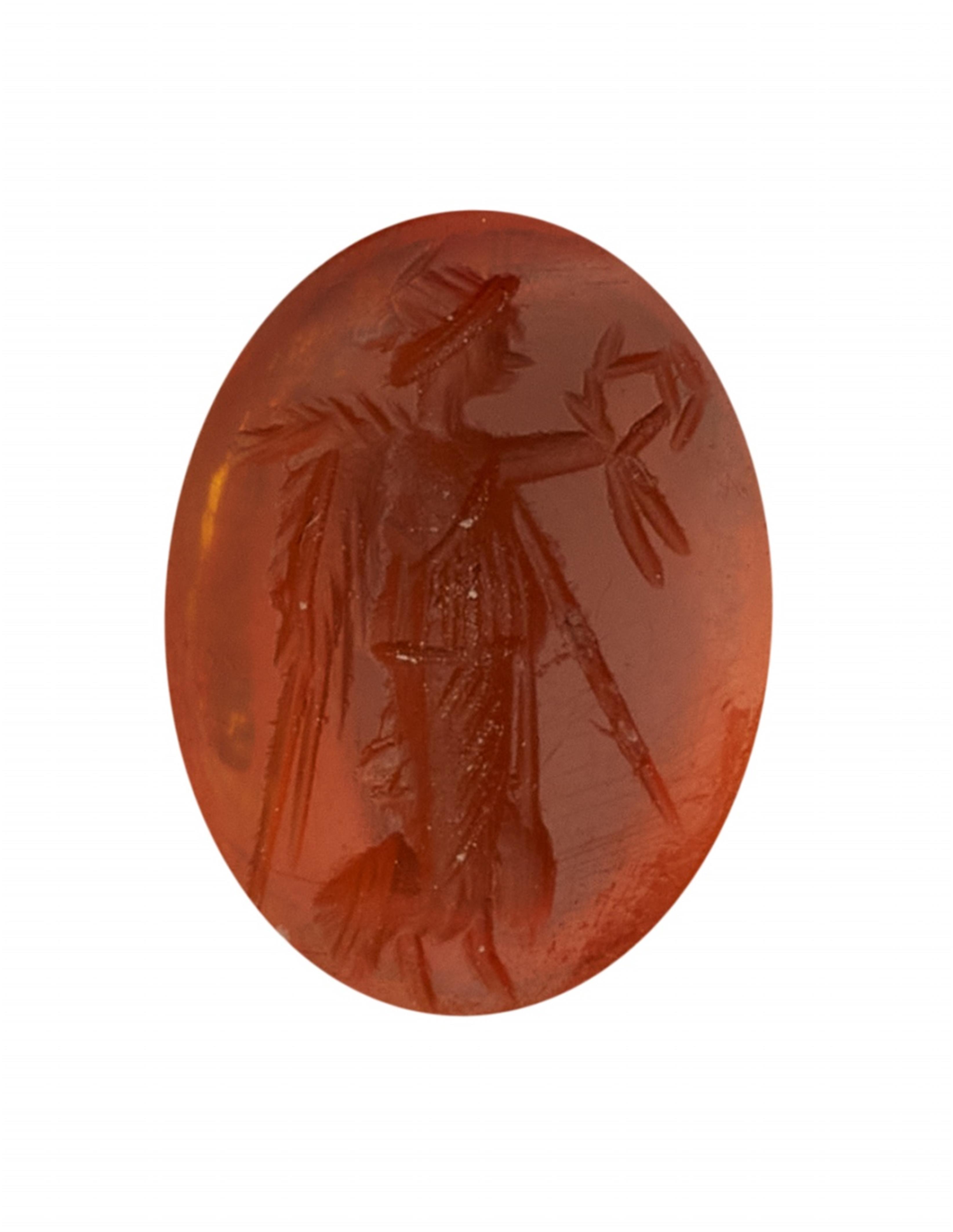 An 18k gold ring with an ancient Roman carnelian intaglio - image-4