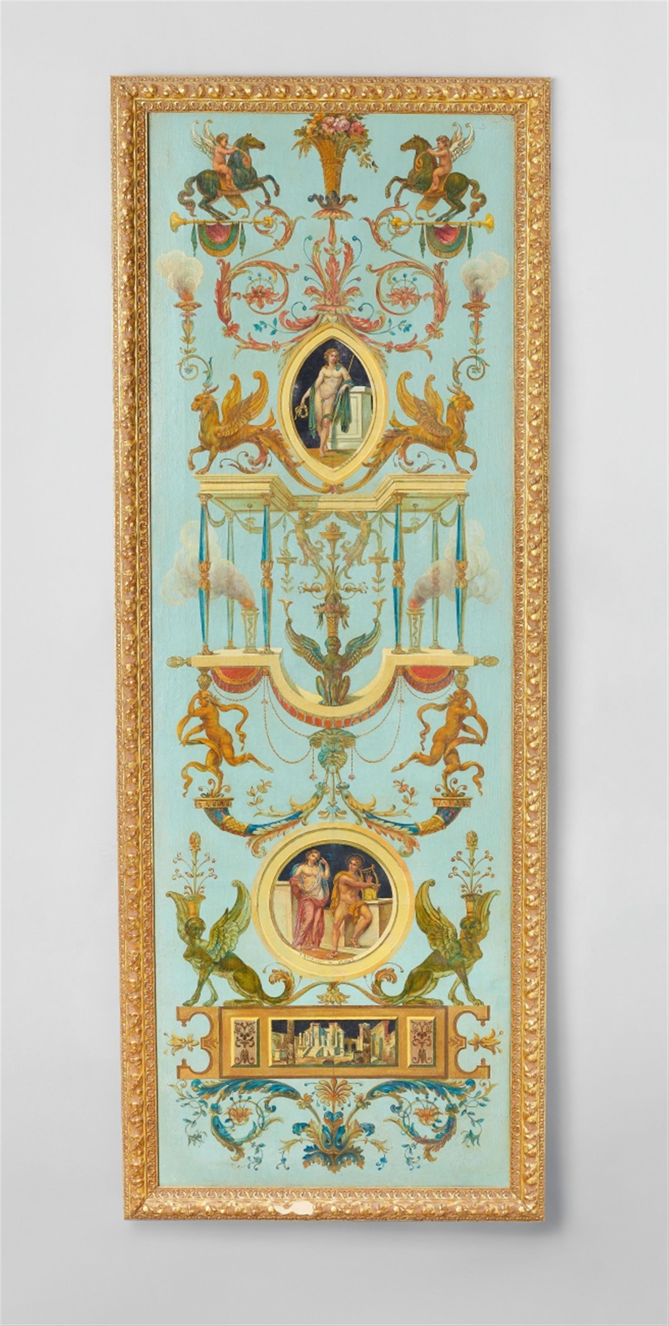 A pair of painted wall panels with arabesques - image-2