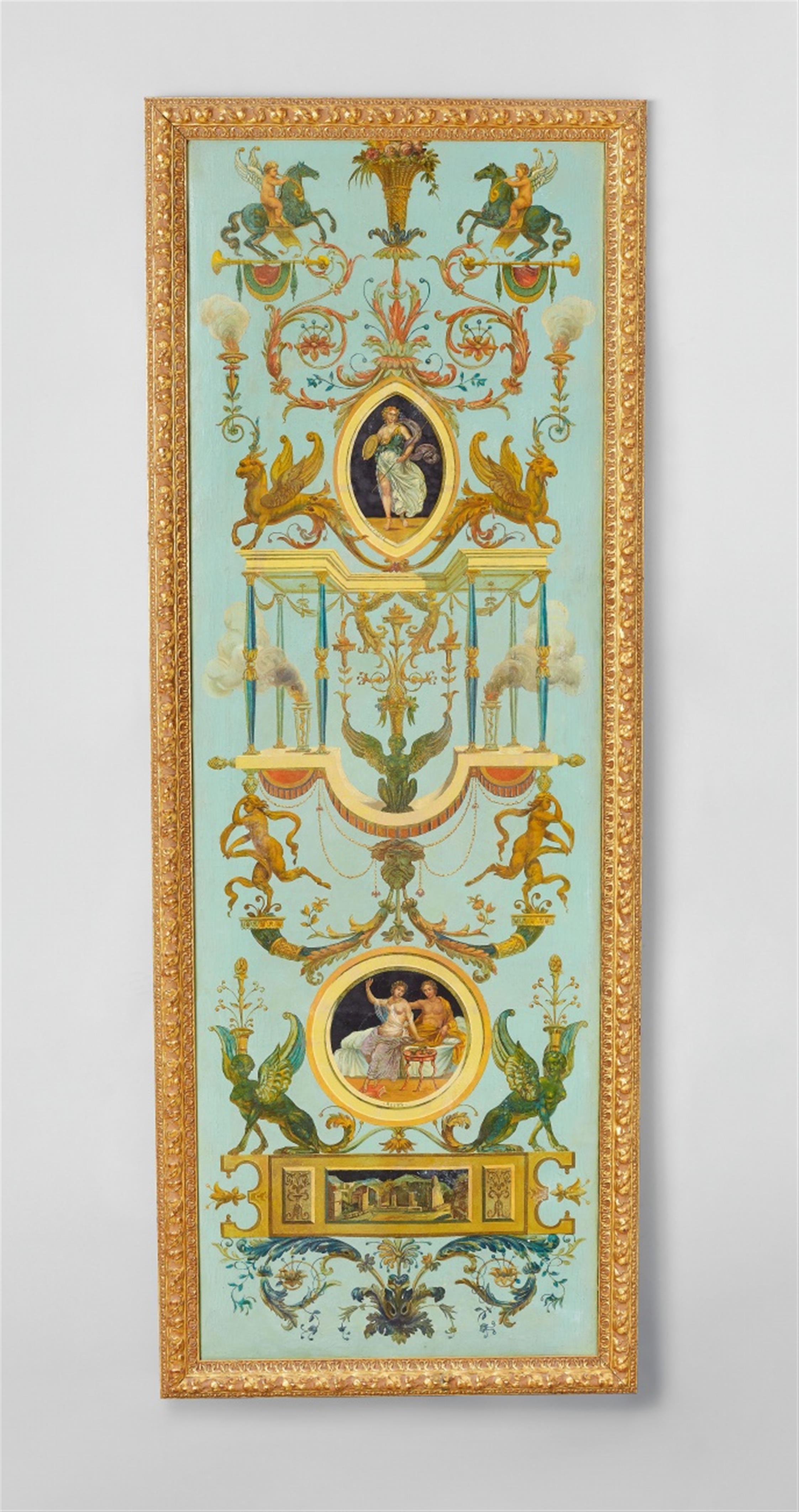 A pair of painted wall panels with arabesques - image-1