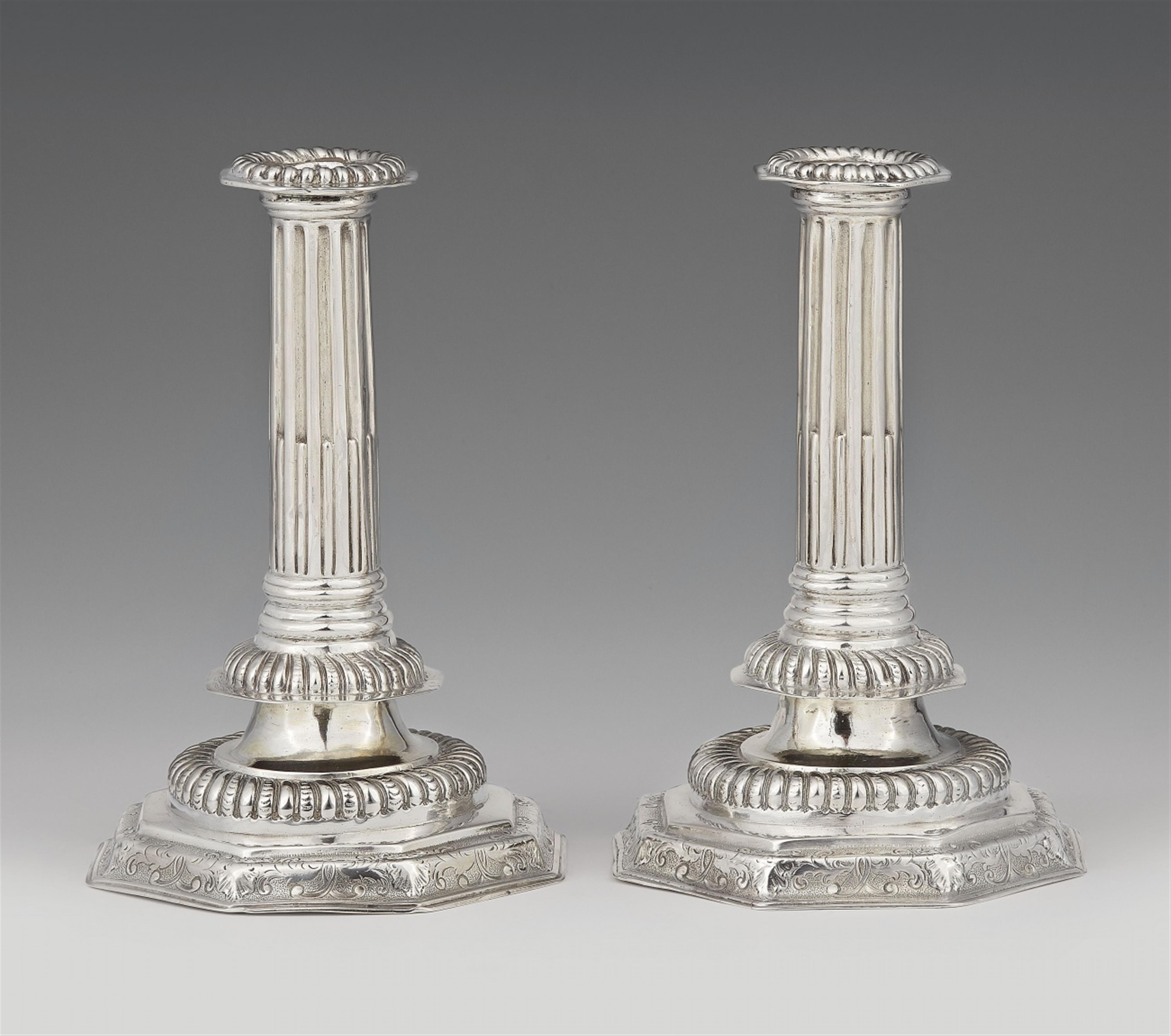 A pair of William & Mary silver candlesticks - image-1