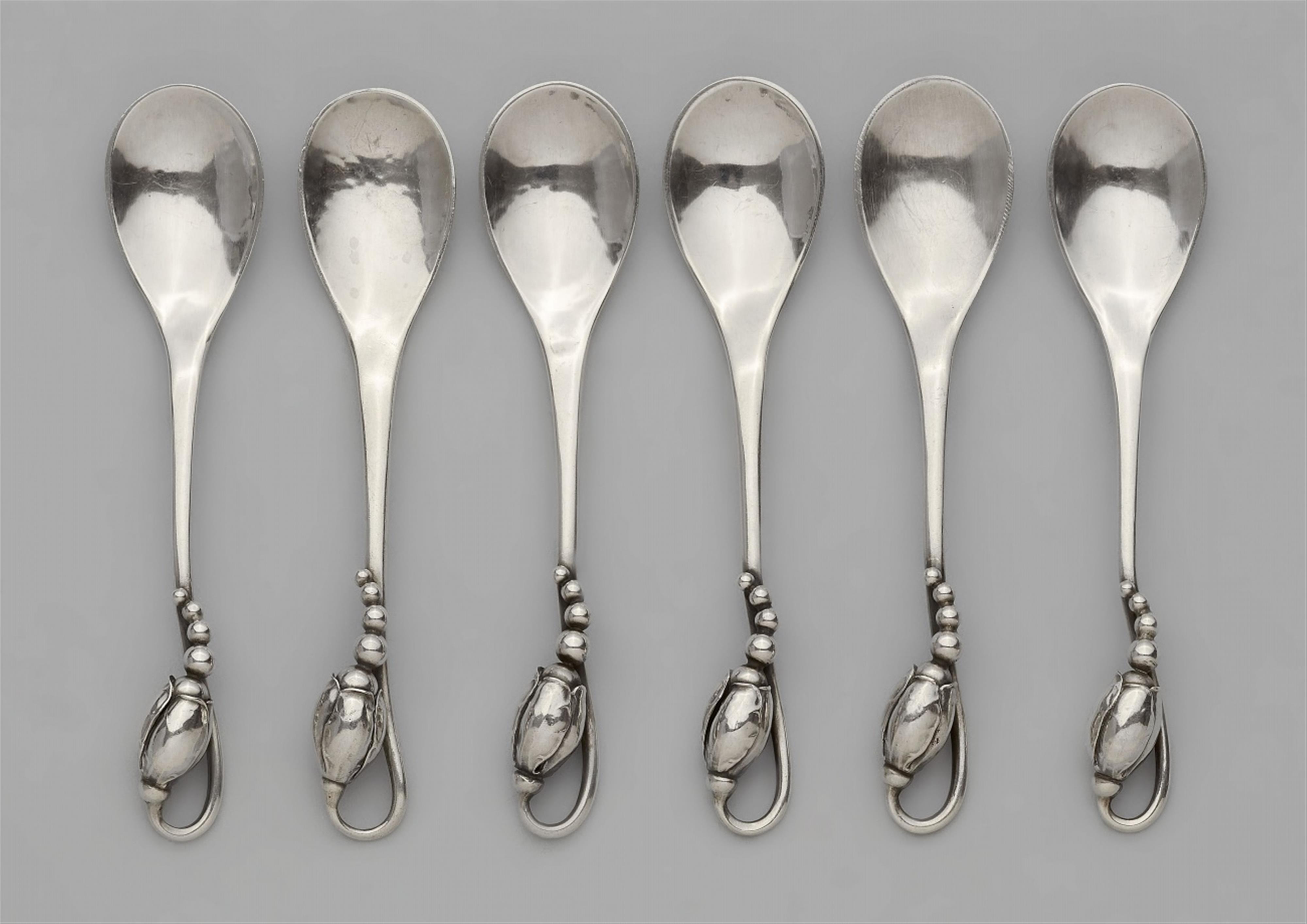 Six silver mocha spoons, model no. 84 - image-1