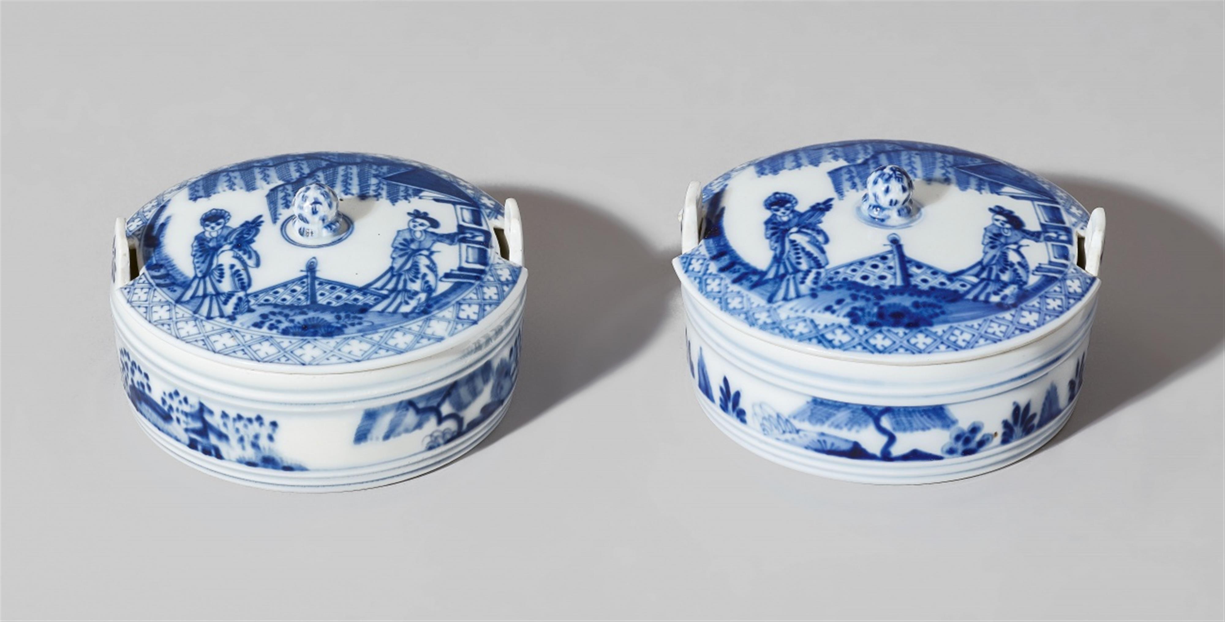 A pair of Meissen porcelain butter dishes with chinoiserie decor - image-1