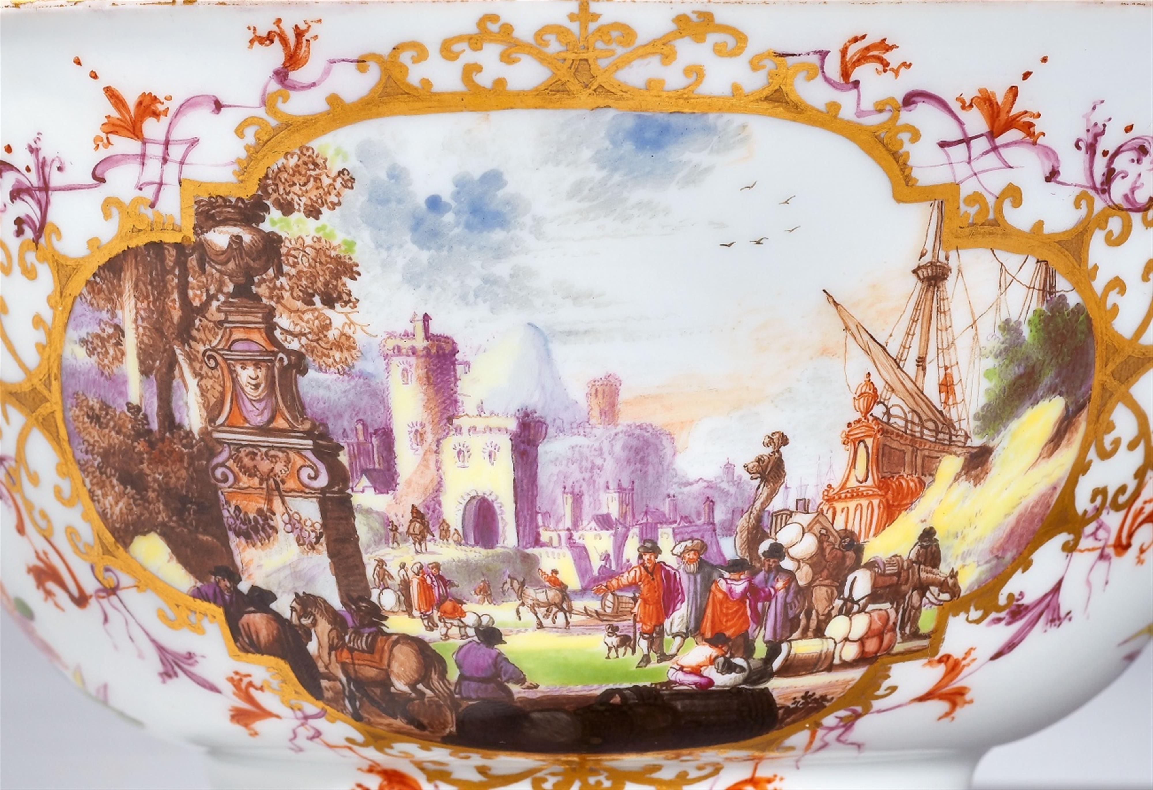 A Meissen porcelain slop bowl with merchant navy scenes - image-3