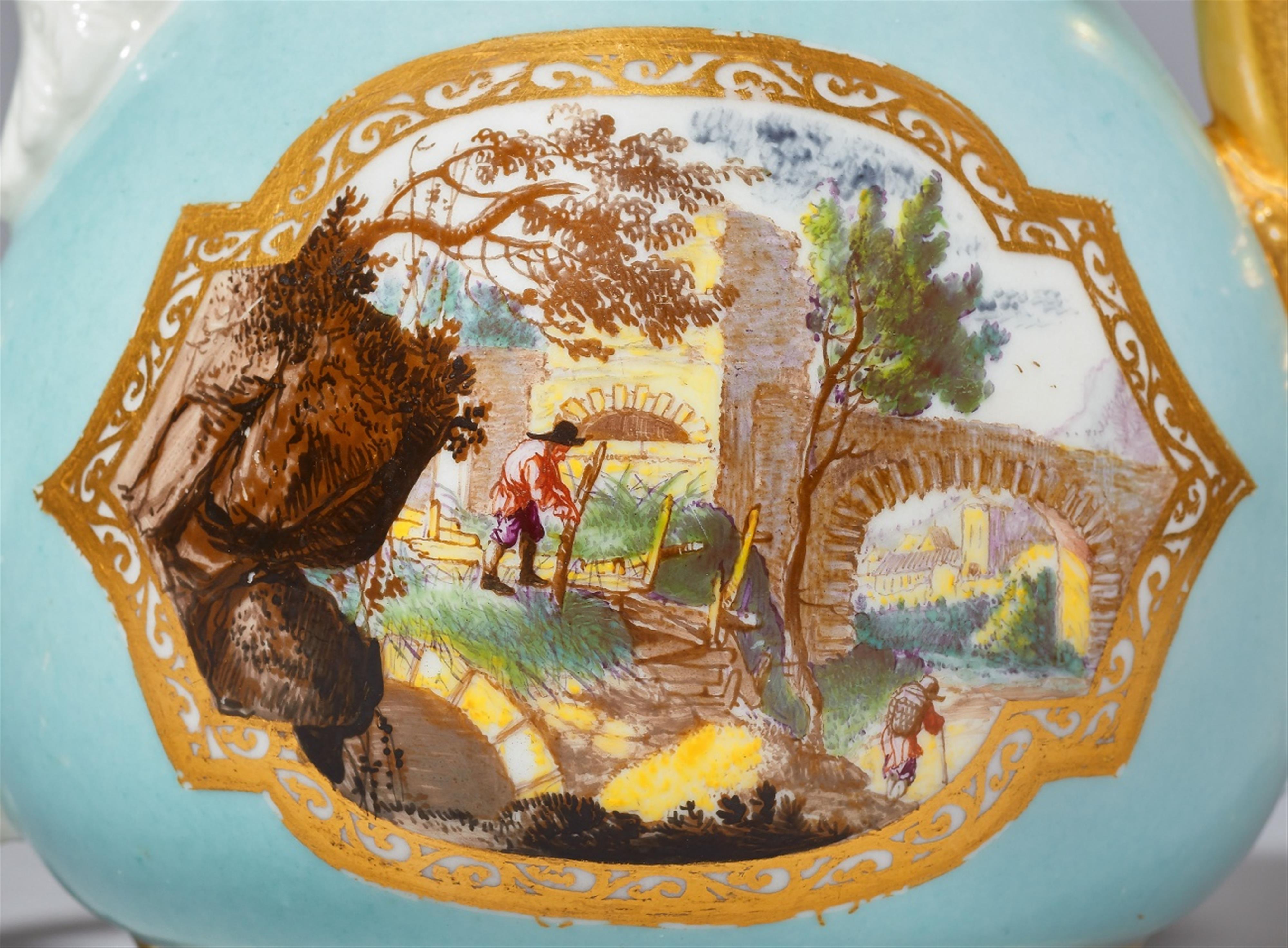 An early Meissen porcelain teapot with pastoral landscapes - image-3