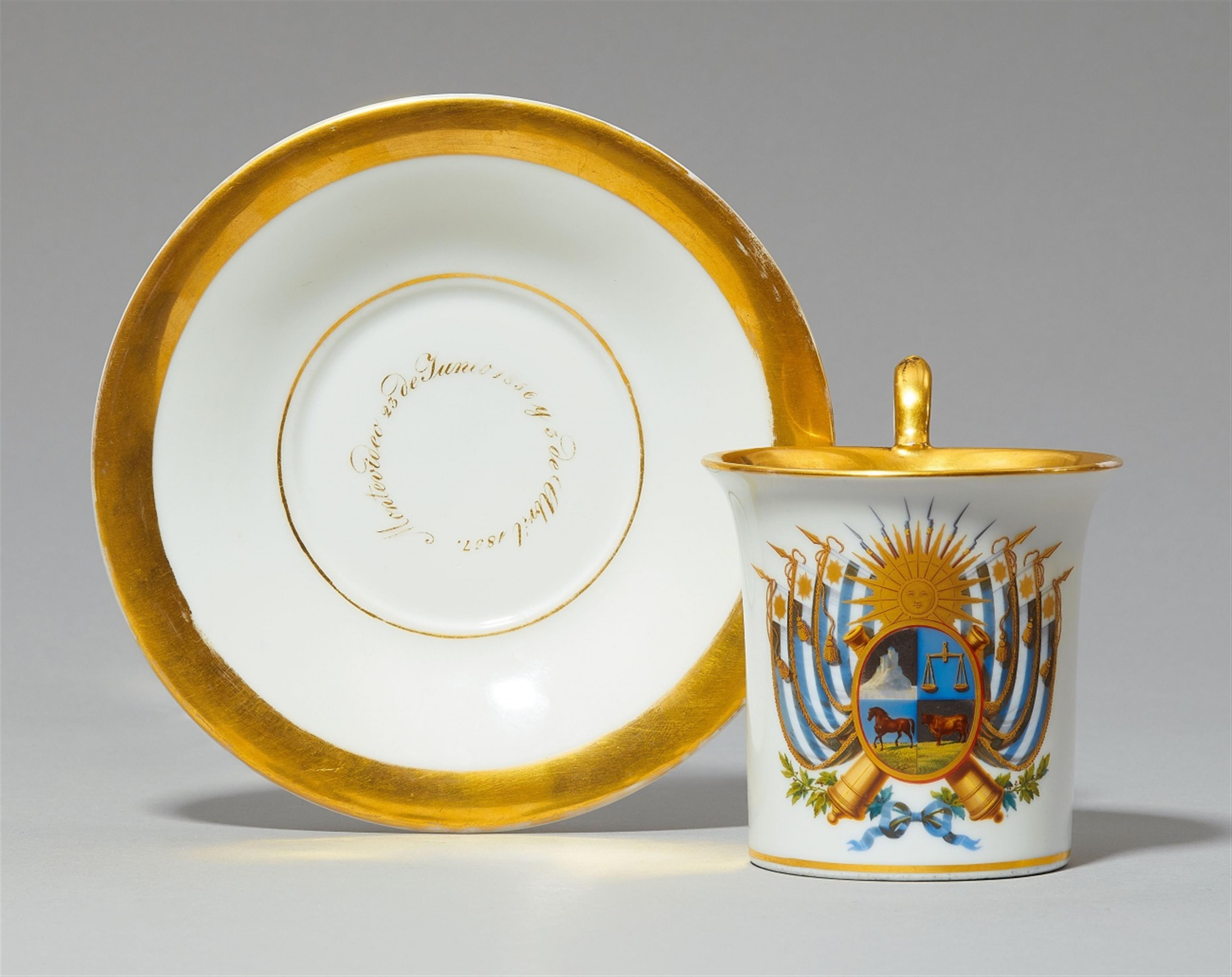 A rare porcelain cup and saucer inscribed Montevideo - image-1