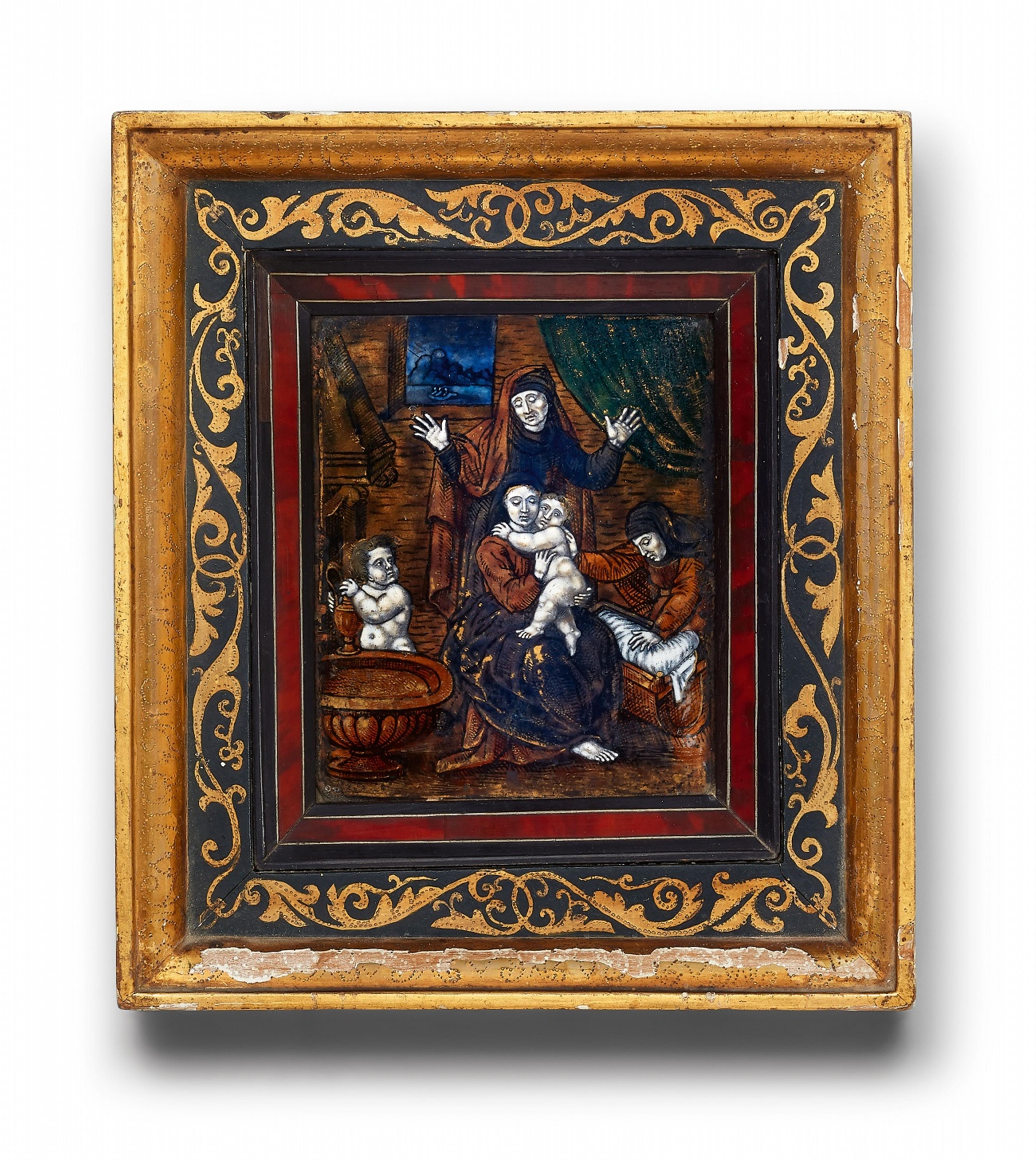 An enamelled plaque with the Virgin and Child - image-1