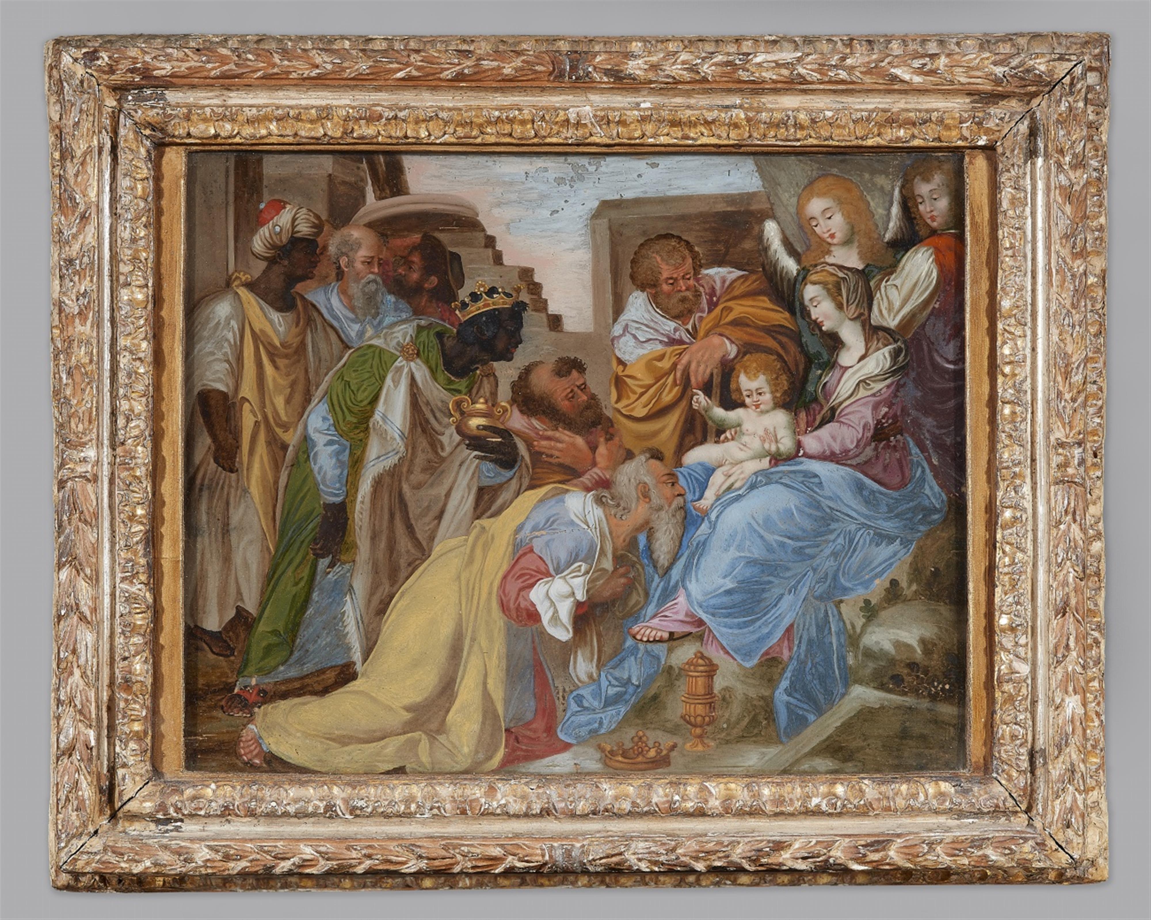 A Italian reverse glass painting of the Adoration of the Magi - image-2