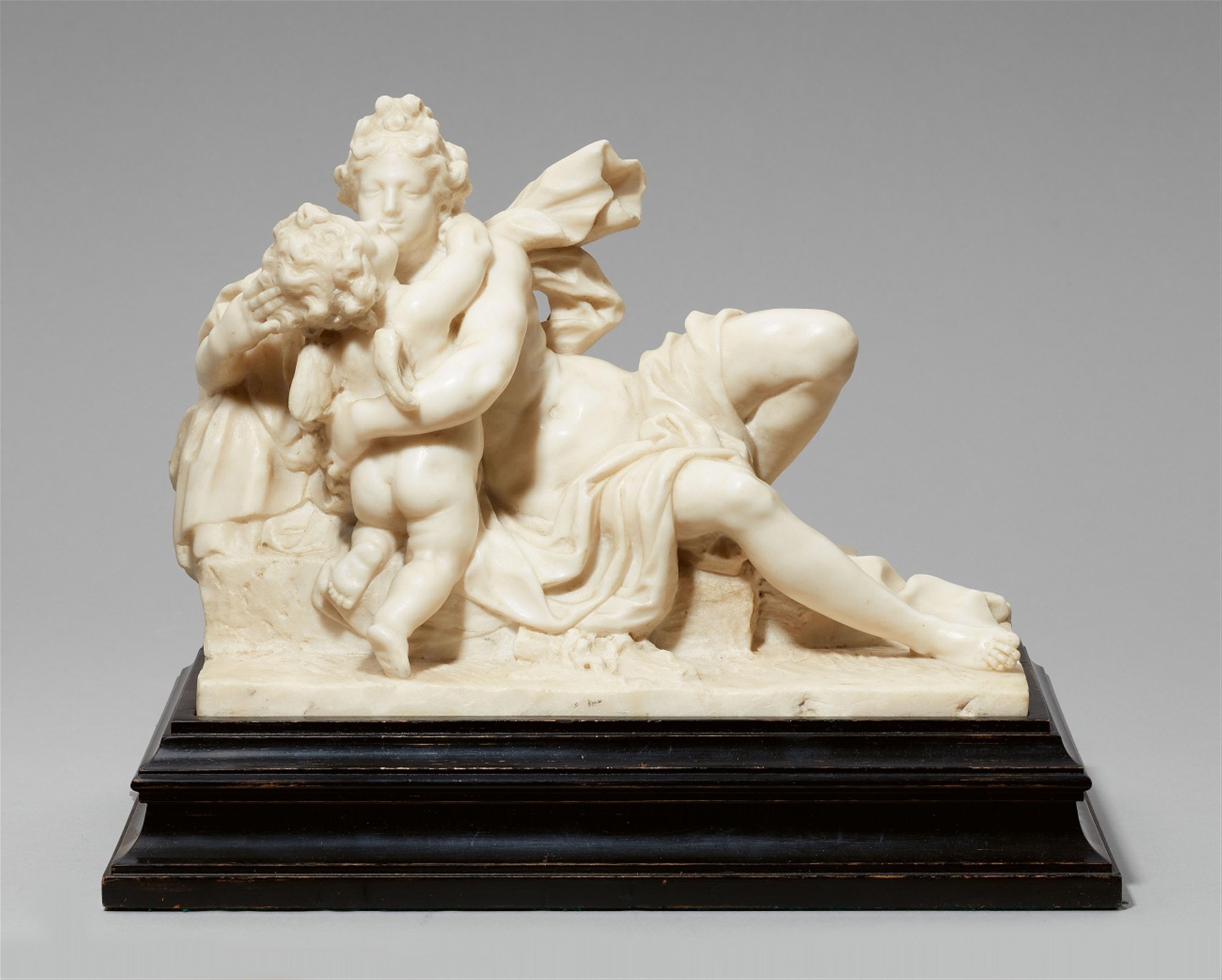 A white marble group of Venus and Cupid - image-1