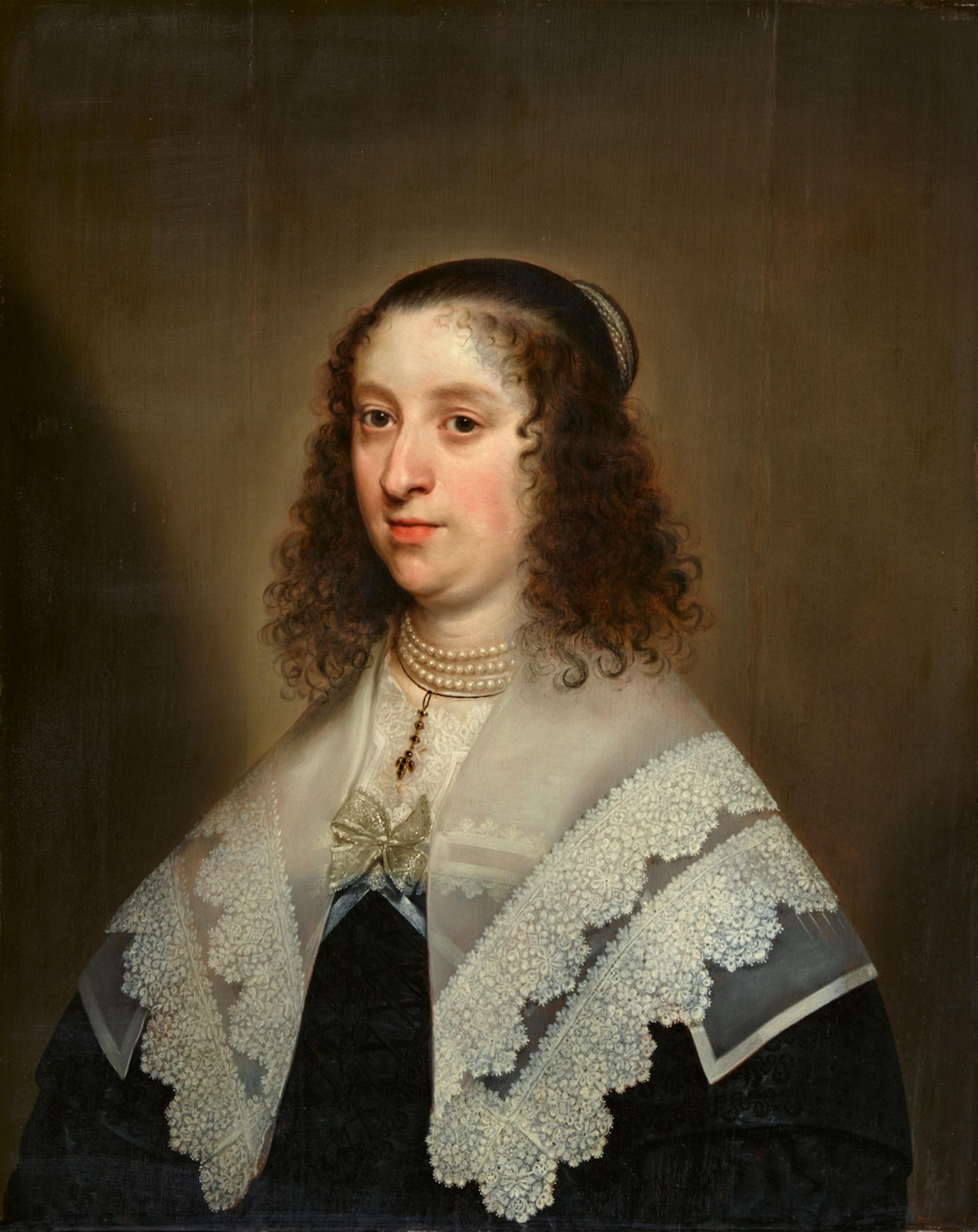 Daniel Mijtens d. Ä., zugeschrieben - Bildnis einer Frau mit Spitzenkragen und Perlenkette - image-1