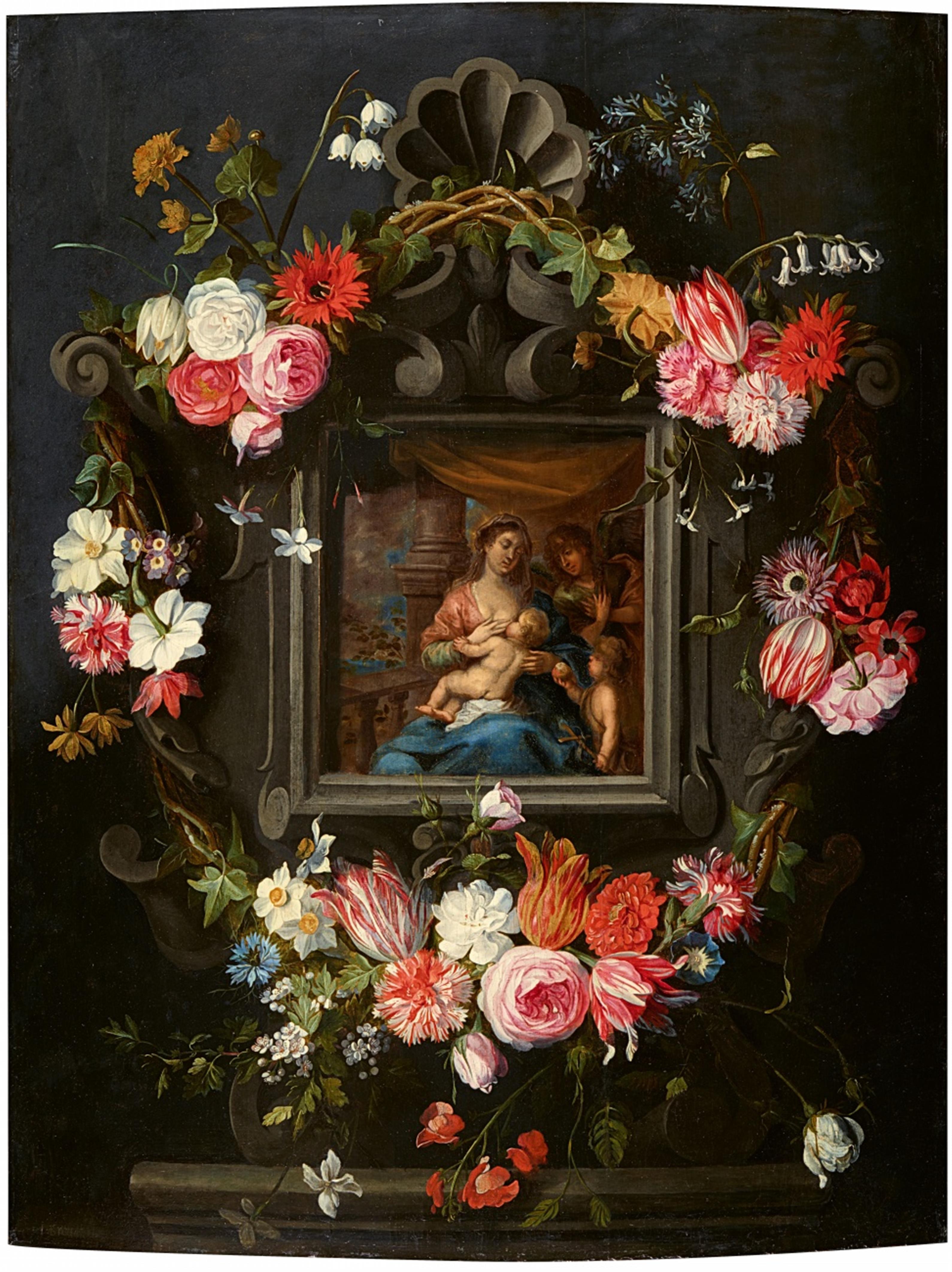 Jan Brueghel the Younger
Pieter van Avont - The Virgin and Child in a Cartouche with Flowers - image-1