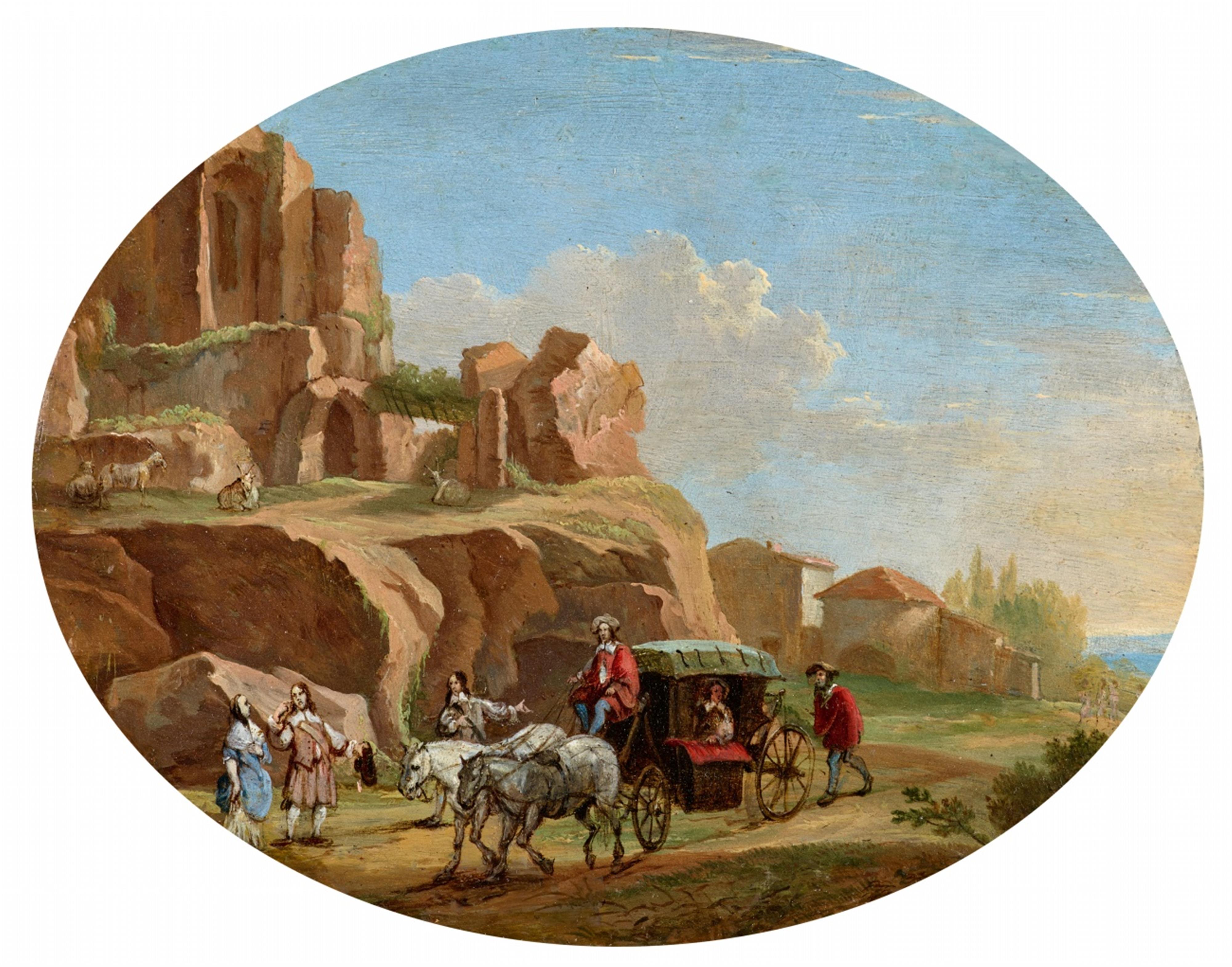 Jan van den Hecke the Younger - Southern Landscape with a Carriage - image-1
