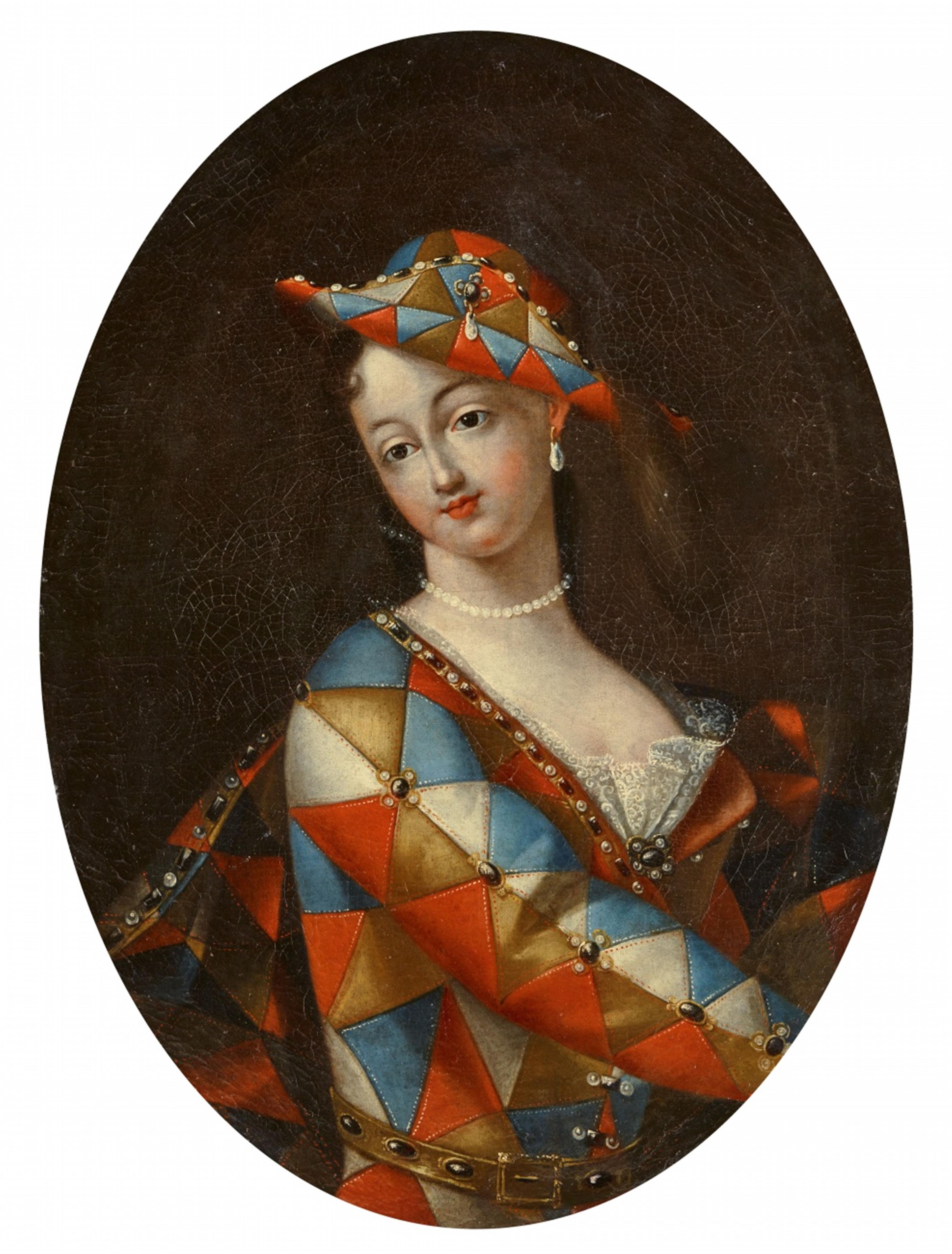 Giovanni Domenico Ferretti, gen. da Imola, zugeschrieben - Bildnis einer Frau im Harlekin-Kostüm - image-1