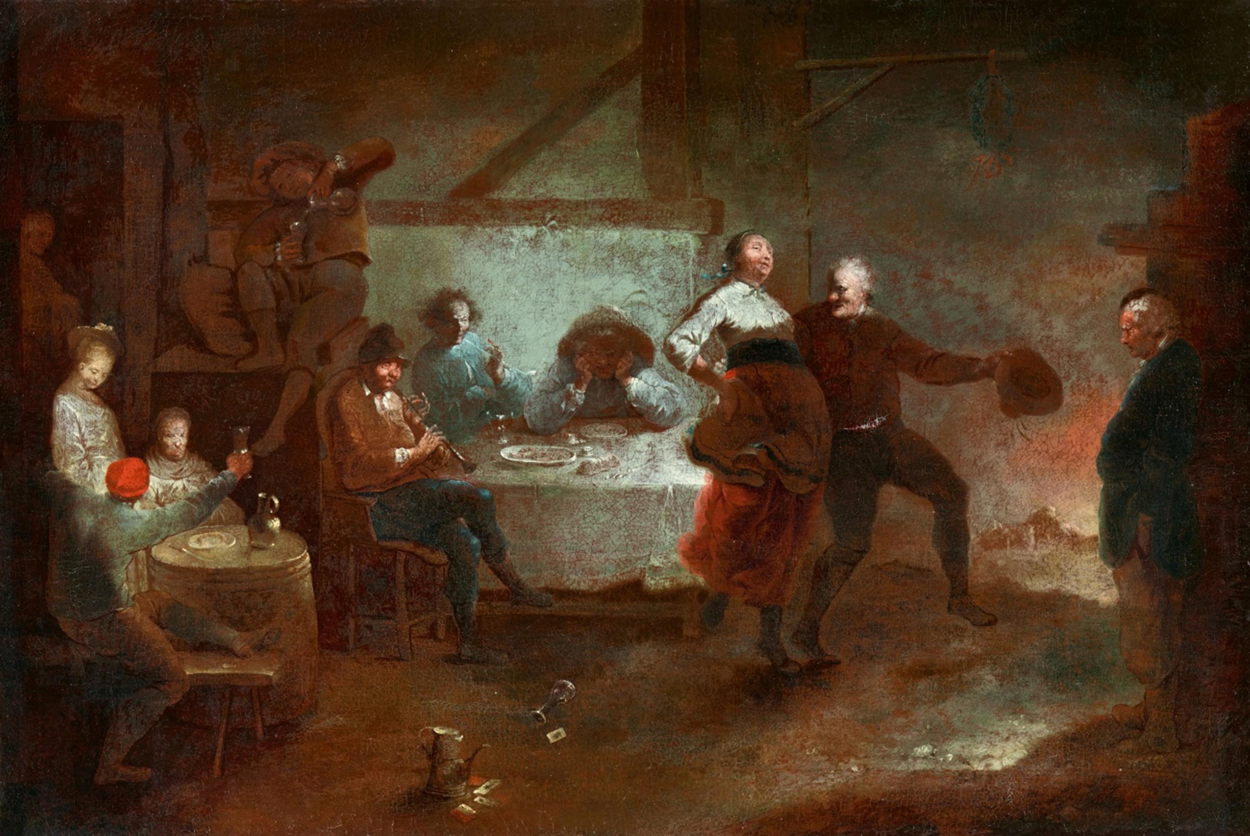 Januarius Zick - Peasants dancing in front of a tavern - image-1