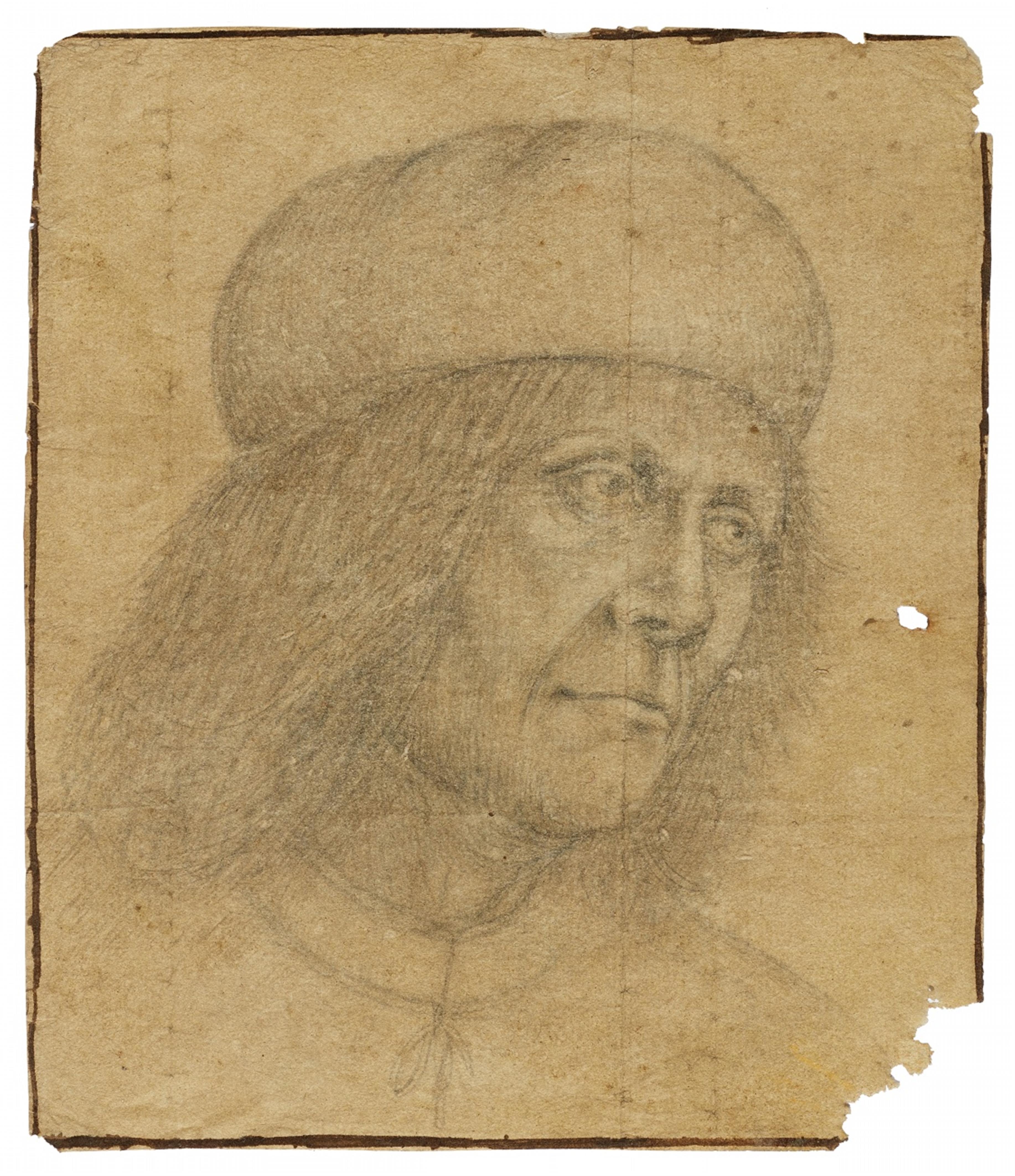 Venetian School 16th century - Portrait of a Man in a Beret Giovanni Bellini?) - image-1