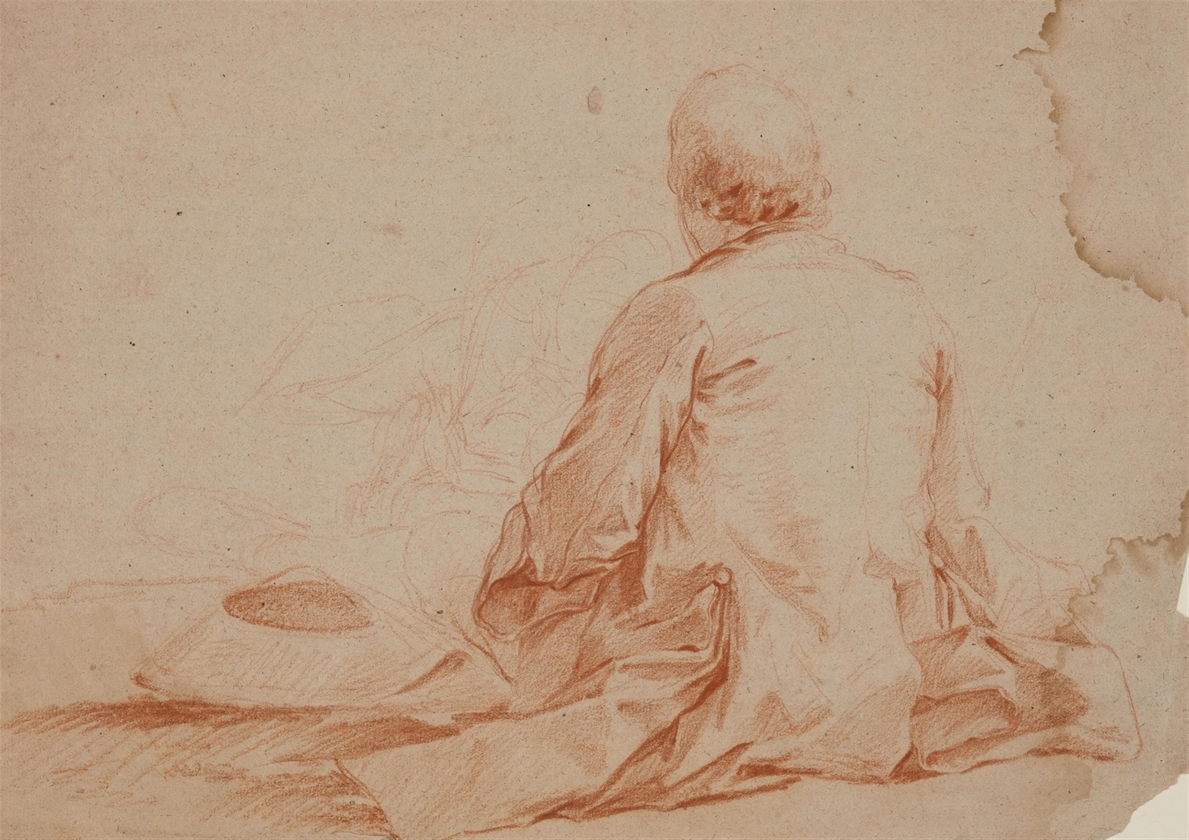 Wohl Französischer Meister des 18. Jahrhunderts - Rückenansicht eines sitzenden Mannes - image-1