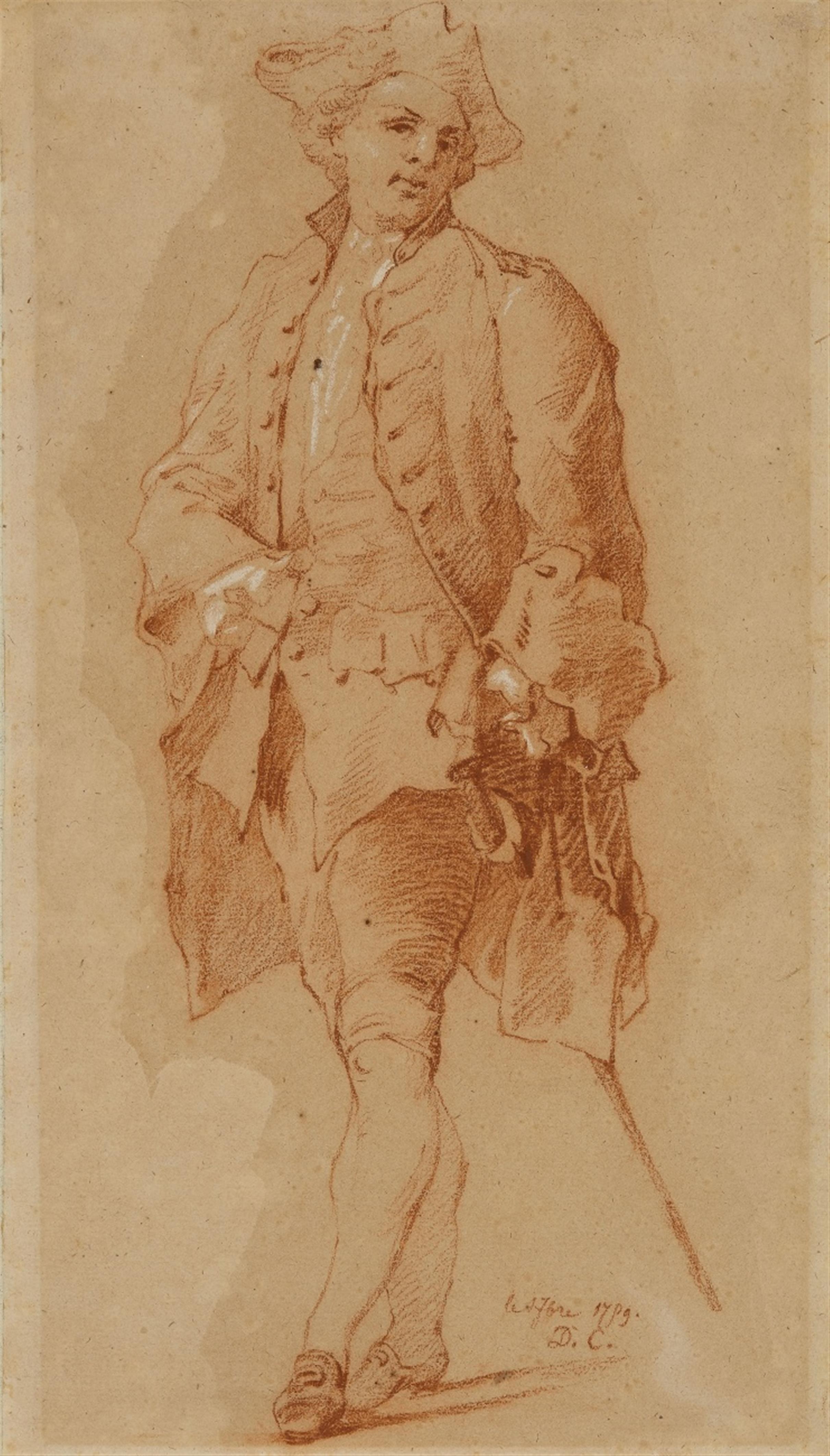 Daniel Chodowiecki - Bildnis eines Mannes mit Stock und Dreispitz - image-1