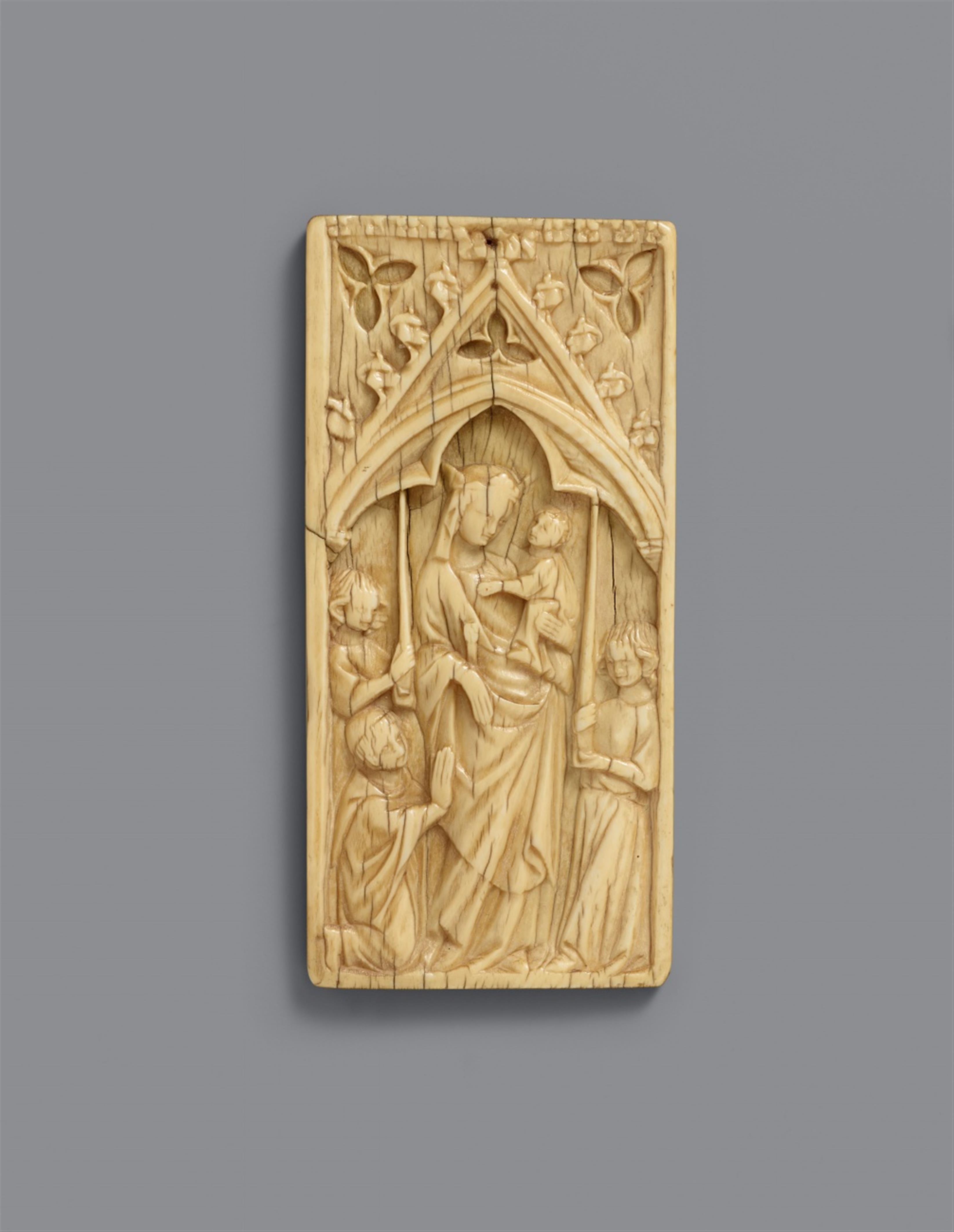 France 2nd half 14th century - A French carved ivory relief of the Virgin and Child, second half 14th century - image-1