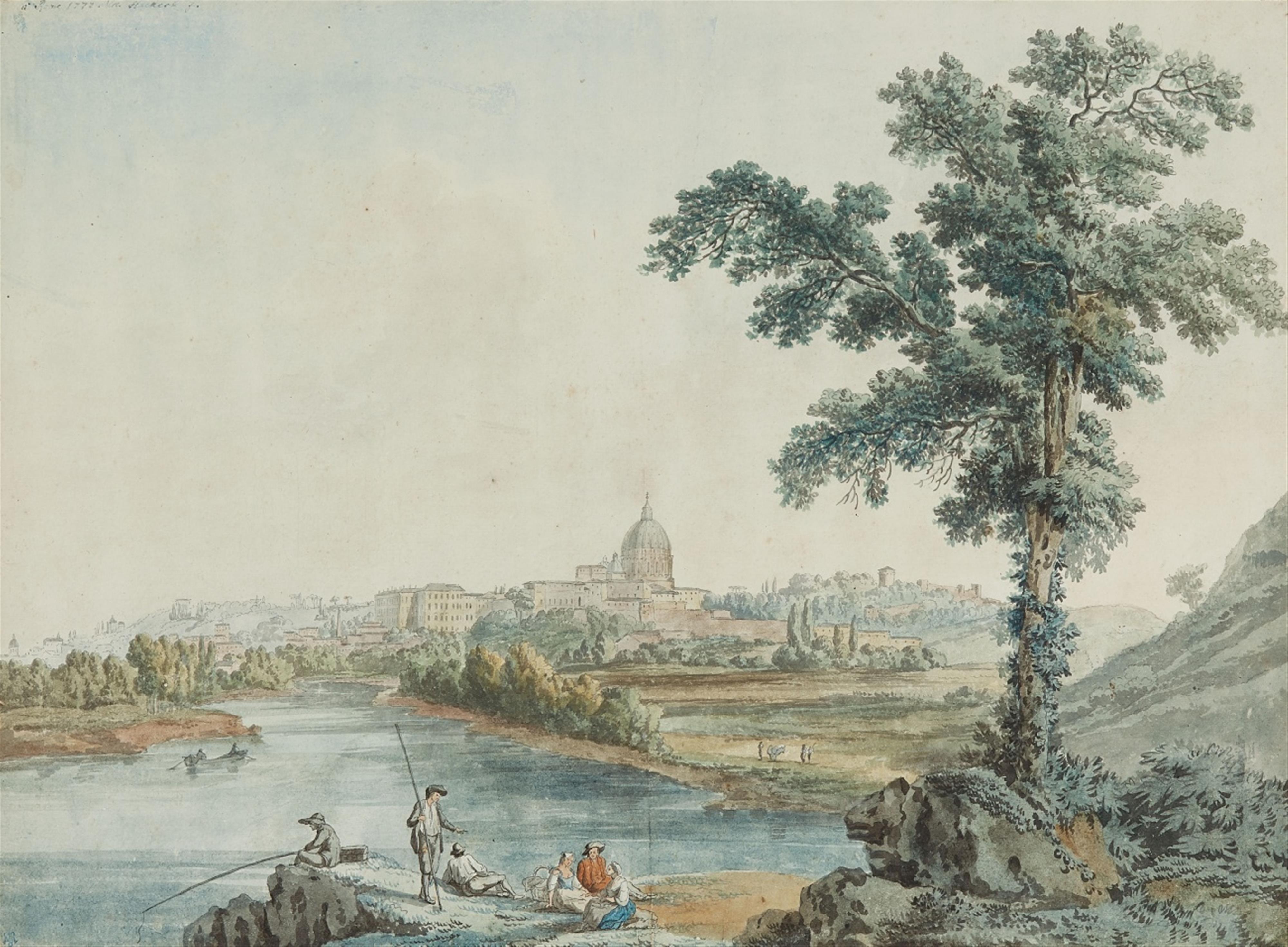 Jacob Philipp Hackert - Blick auf den Tiber und Sankt Peter in Rom - image-1