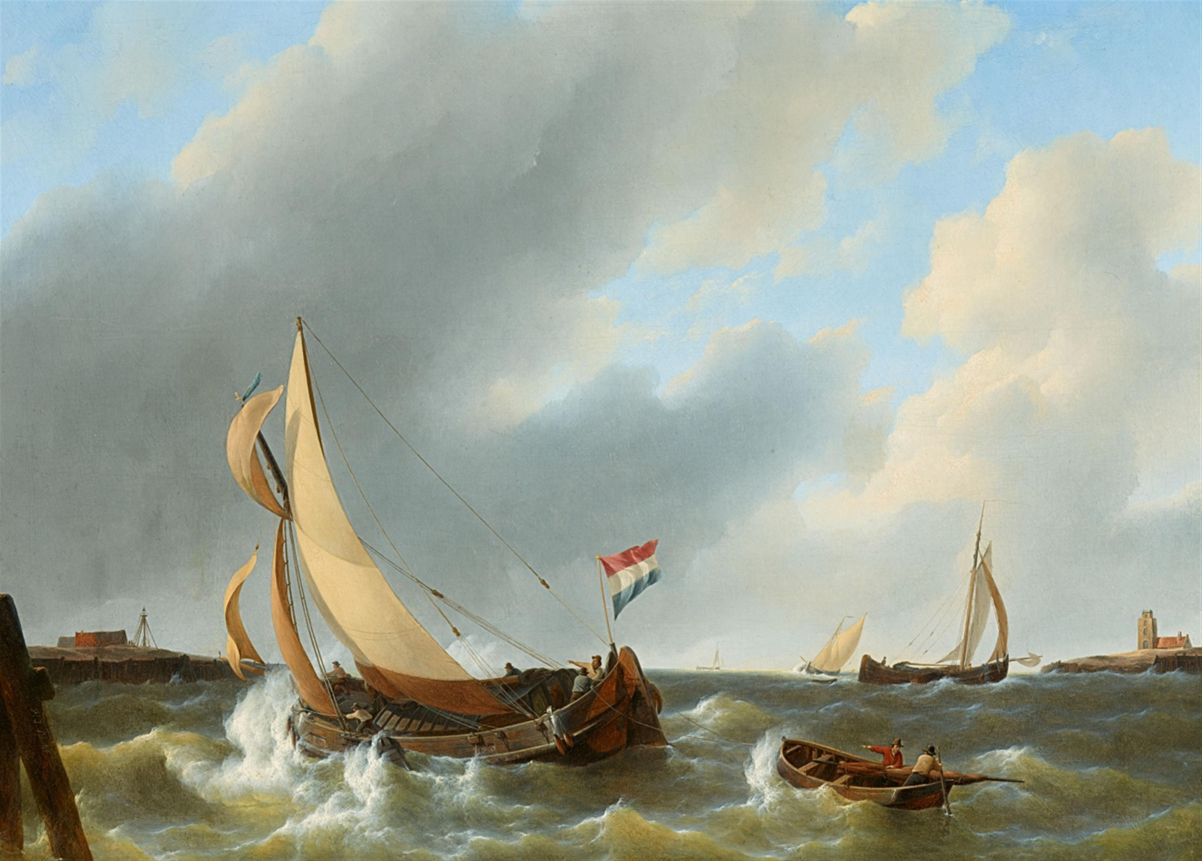 Petrus Johannes Schotel - Fishermen Returning in Rough Seas - image-1