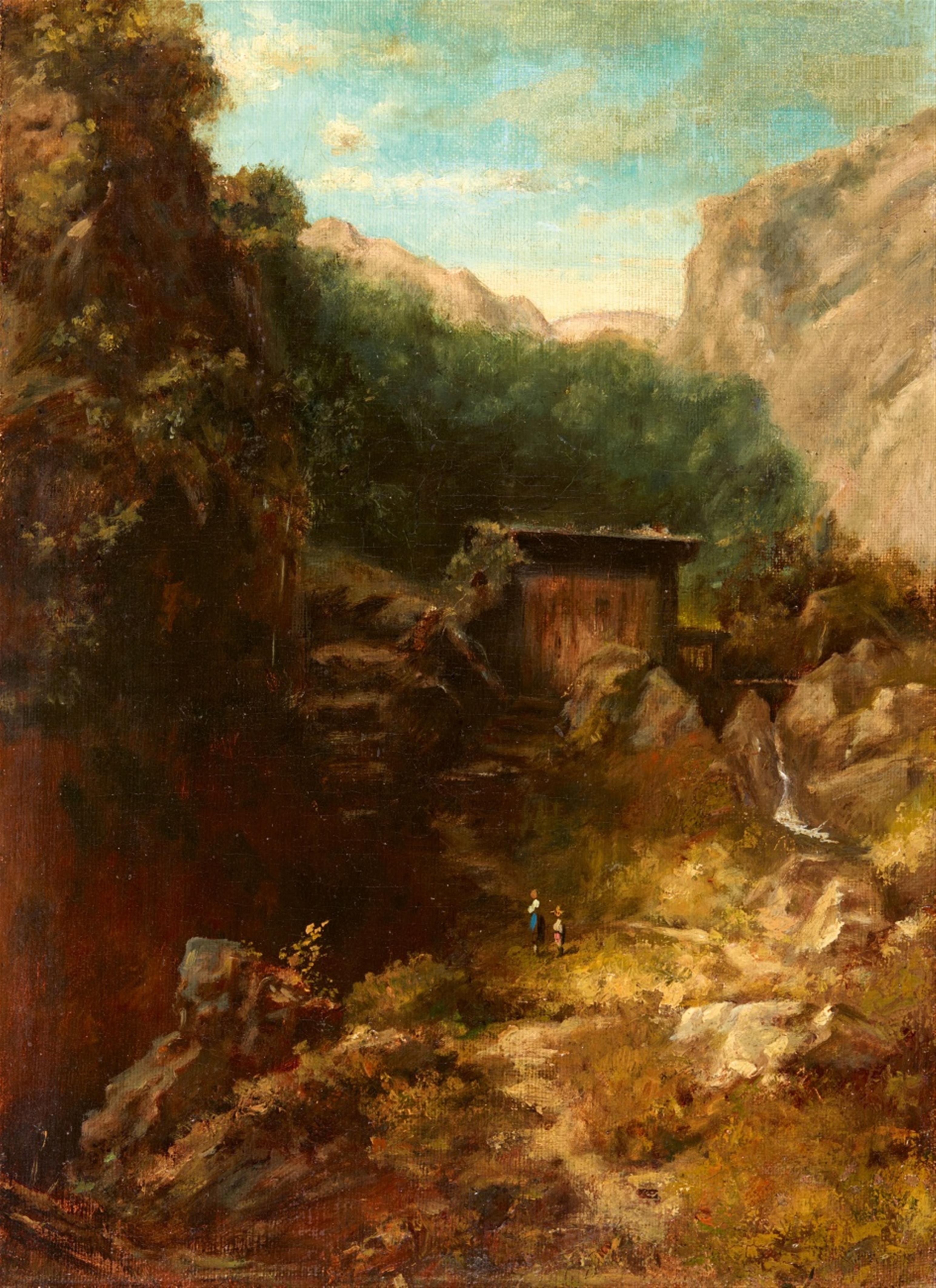 Carl Spitzweg - Mountain Landscape with a Mill (High-Mountain Landscape) - image-1