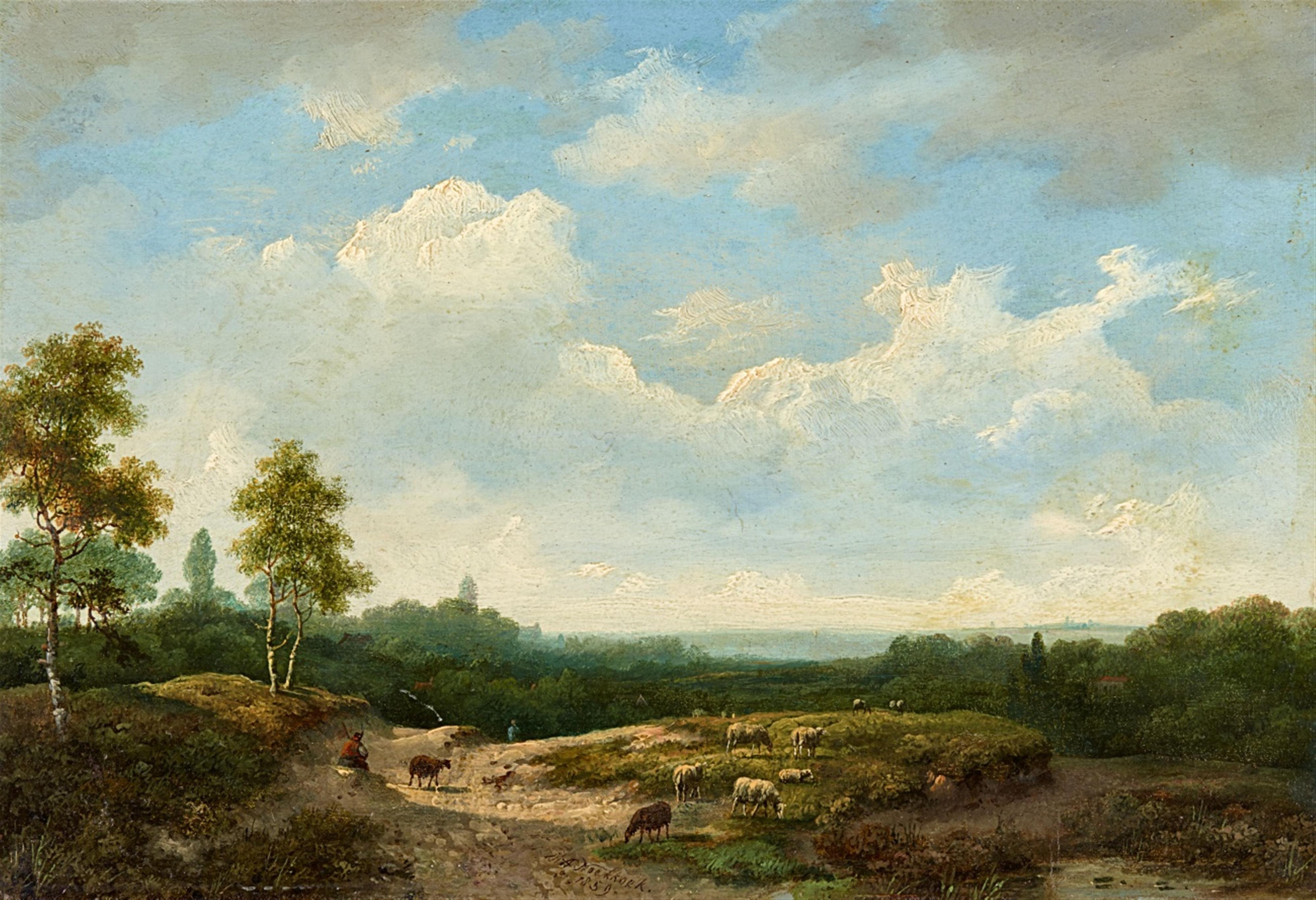 Marinus Adrianus Koekkoek - Landscape with Herdsmen and Herd - image-1