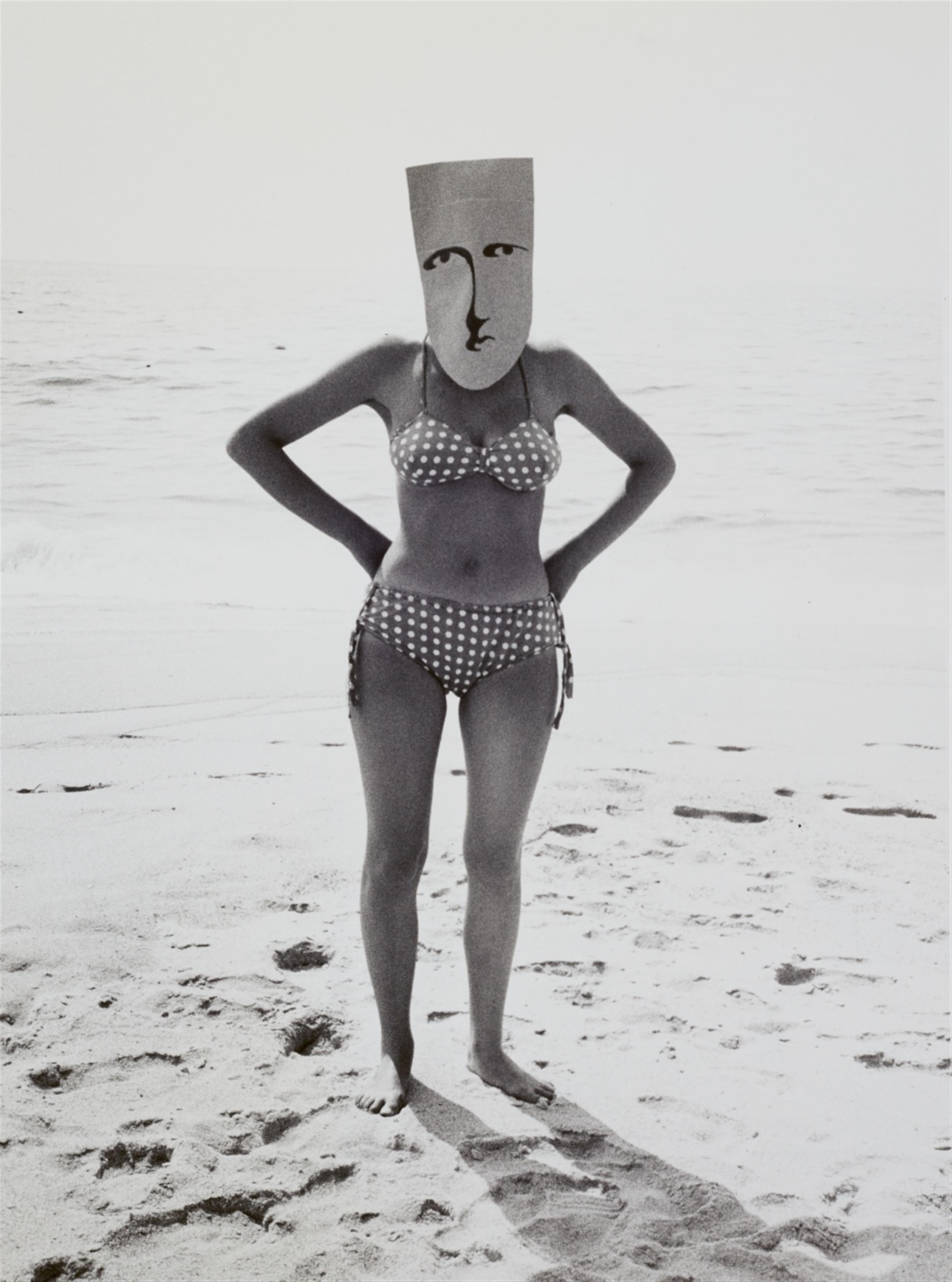 Inge Morath - Saul Steinberg Mask on Bikini Girl - image-1