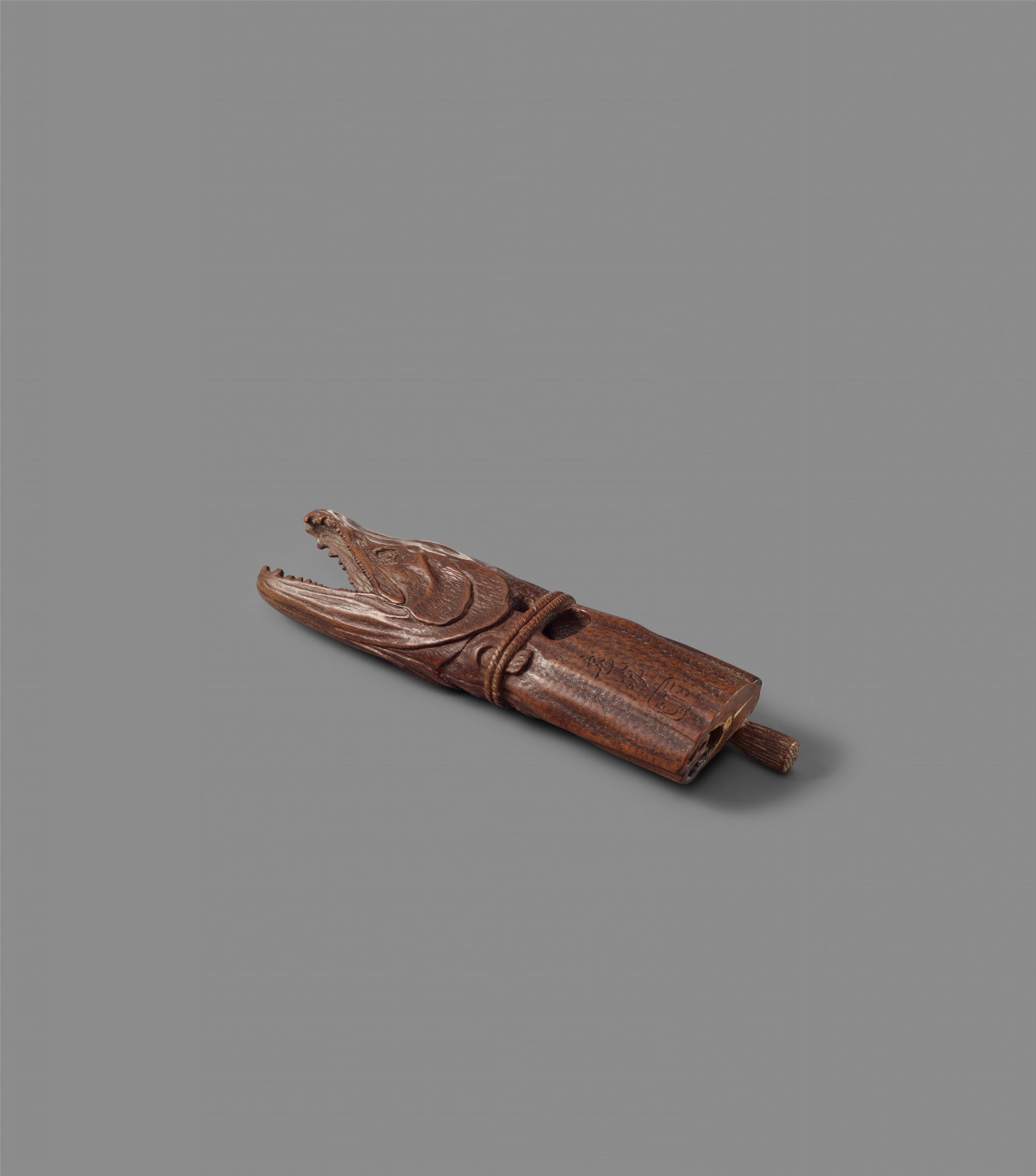 A wood and ivory sashi-netsuke of a dried salmon (shiozake). Second half 19th century - image-2