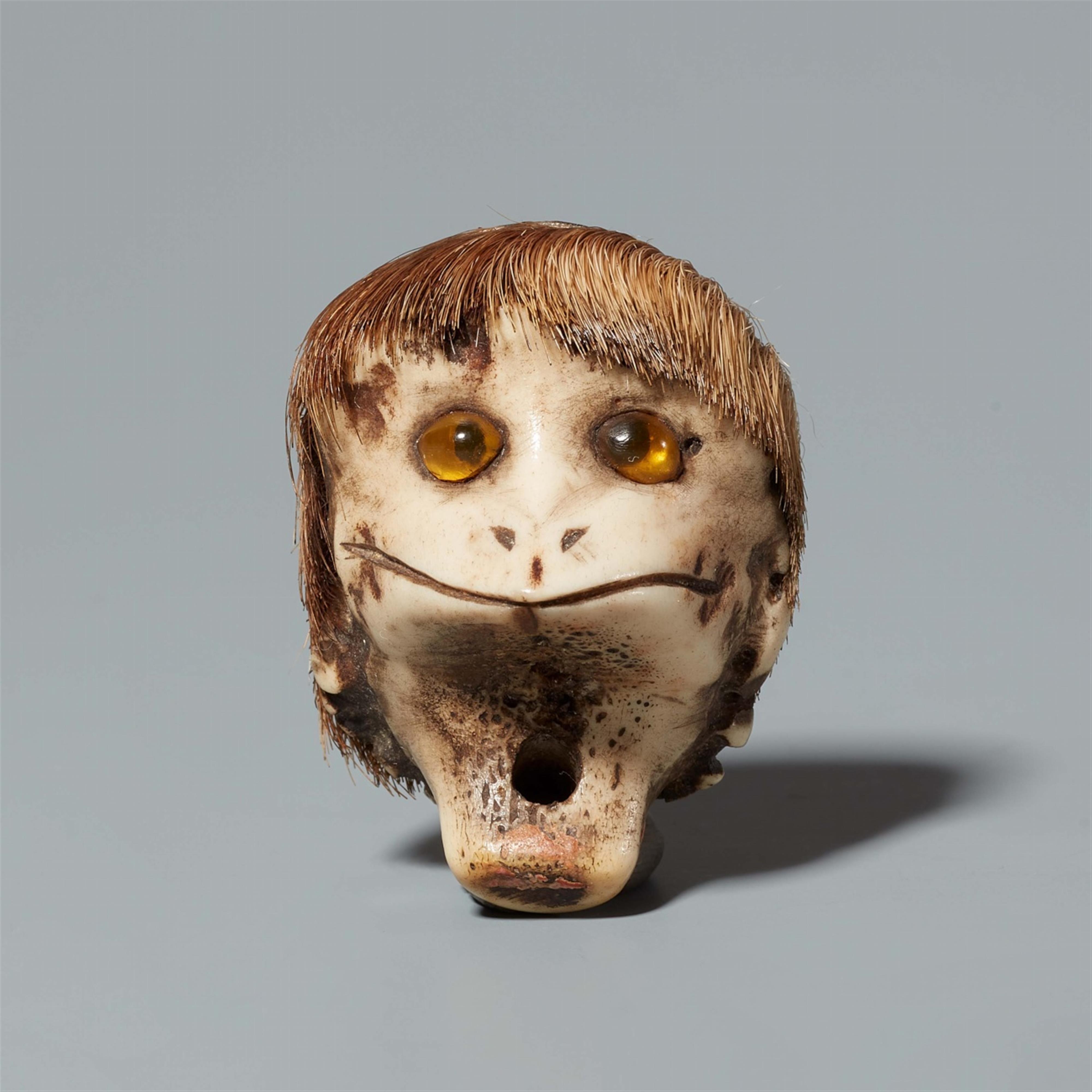 An Asakusa-type stag horn netsuke of the head of a kappa. 19th century - image-1