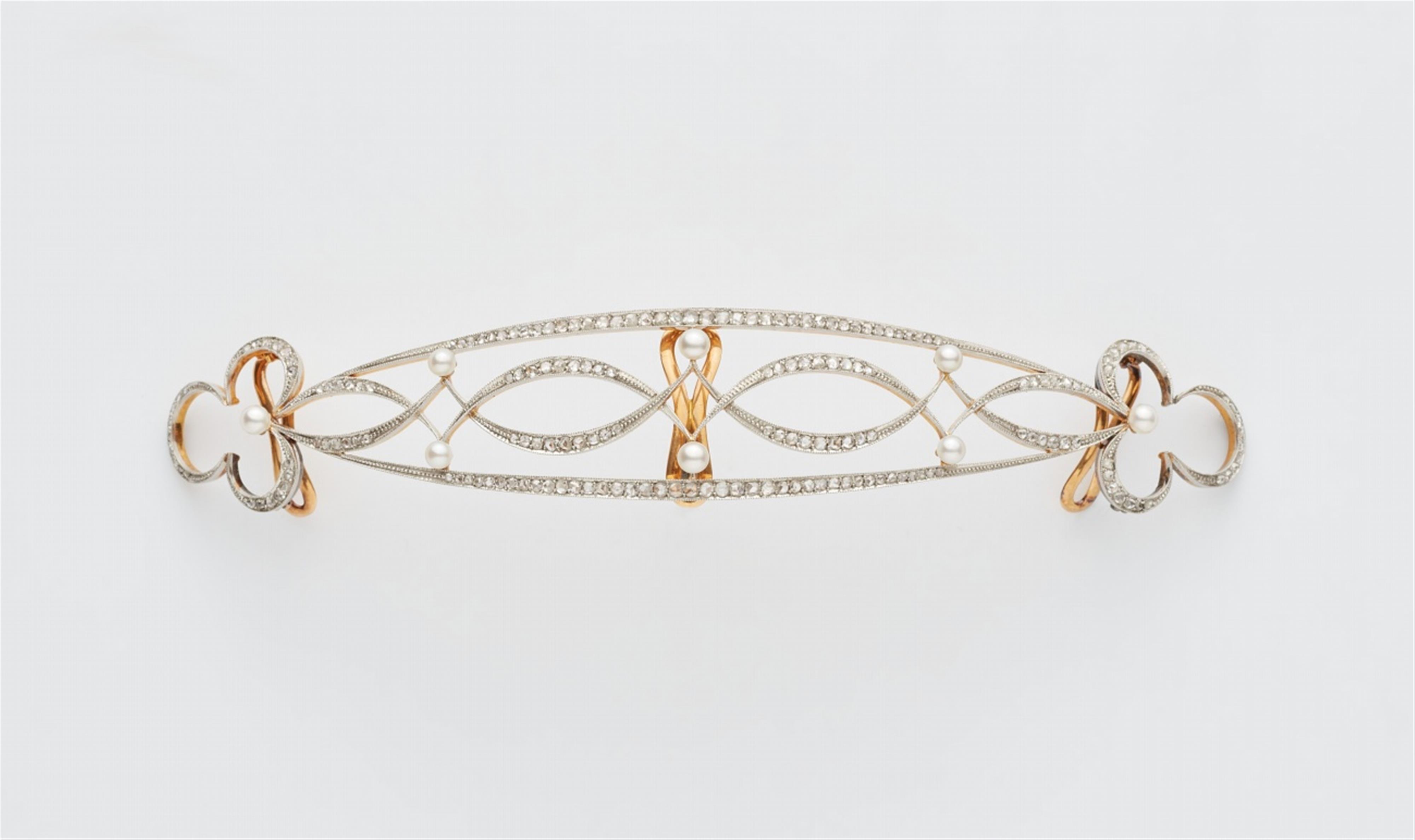 A Belle Epoque diamond and pearl tiara - image-1