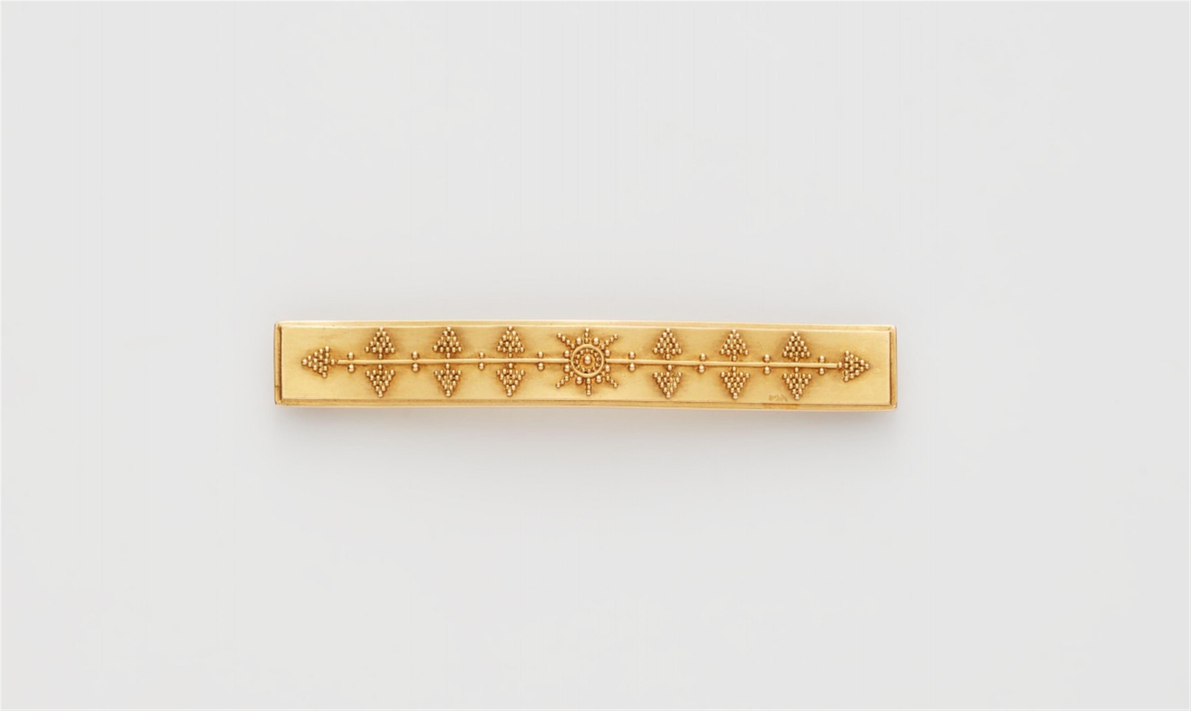A 14k gold granulation pin brooch - image-1