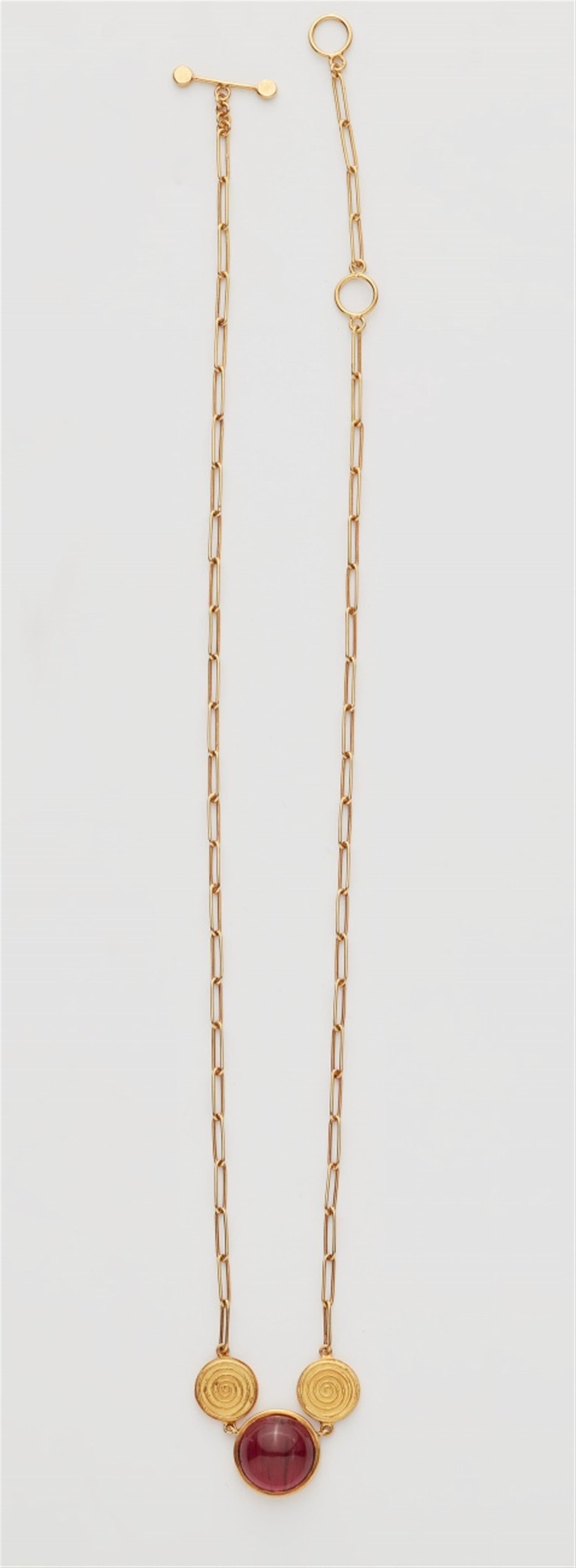 An 18k gold rubelite bracelet and necklace - image-2