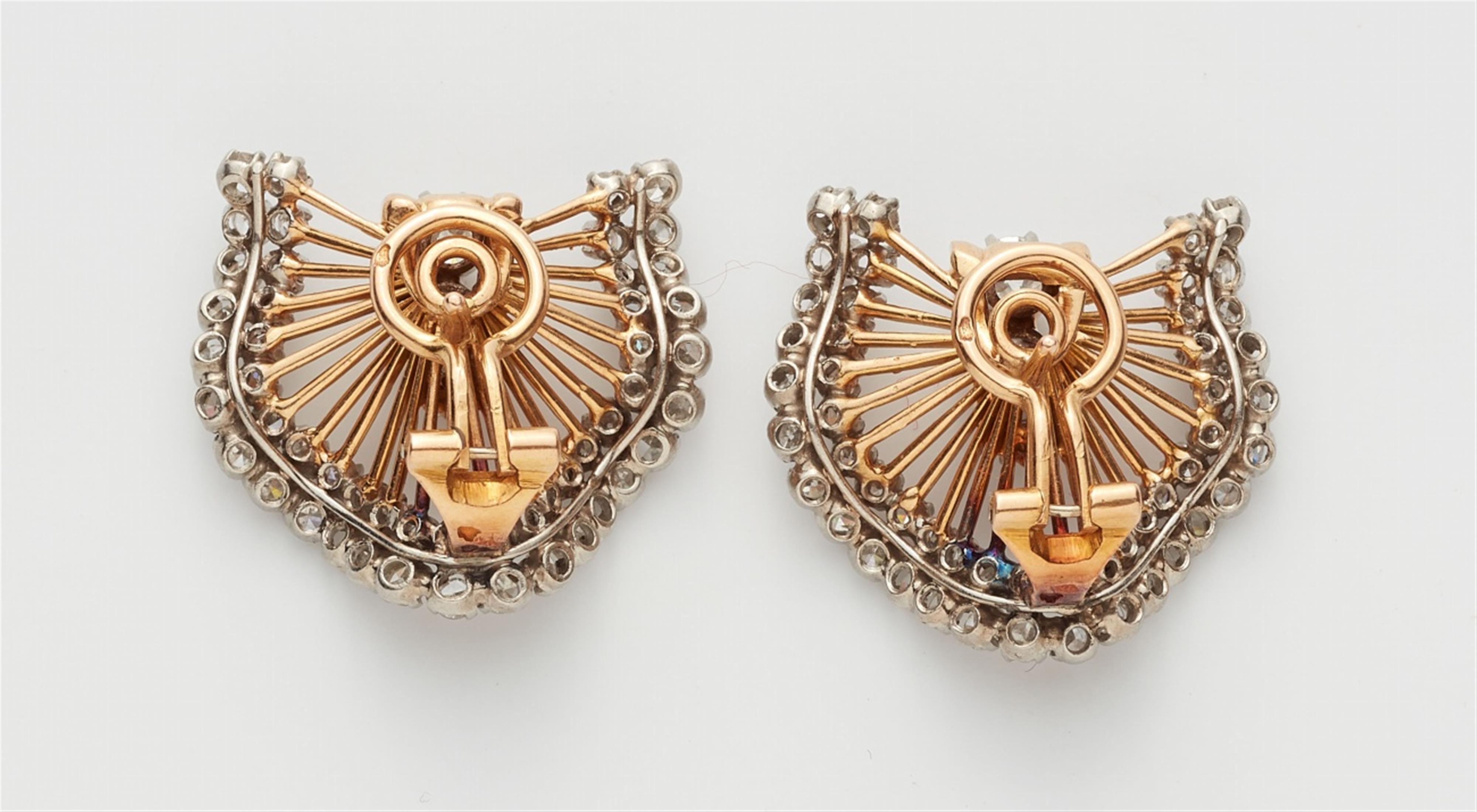 A pair of French 18k gold diamond clip earrings - image-2