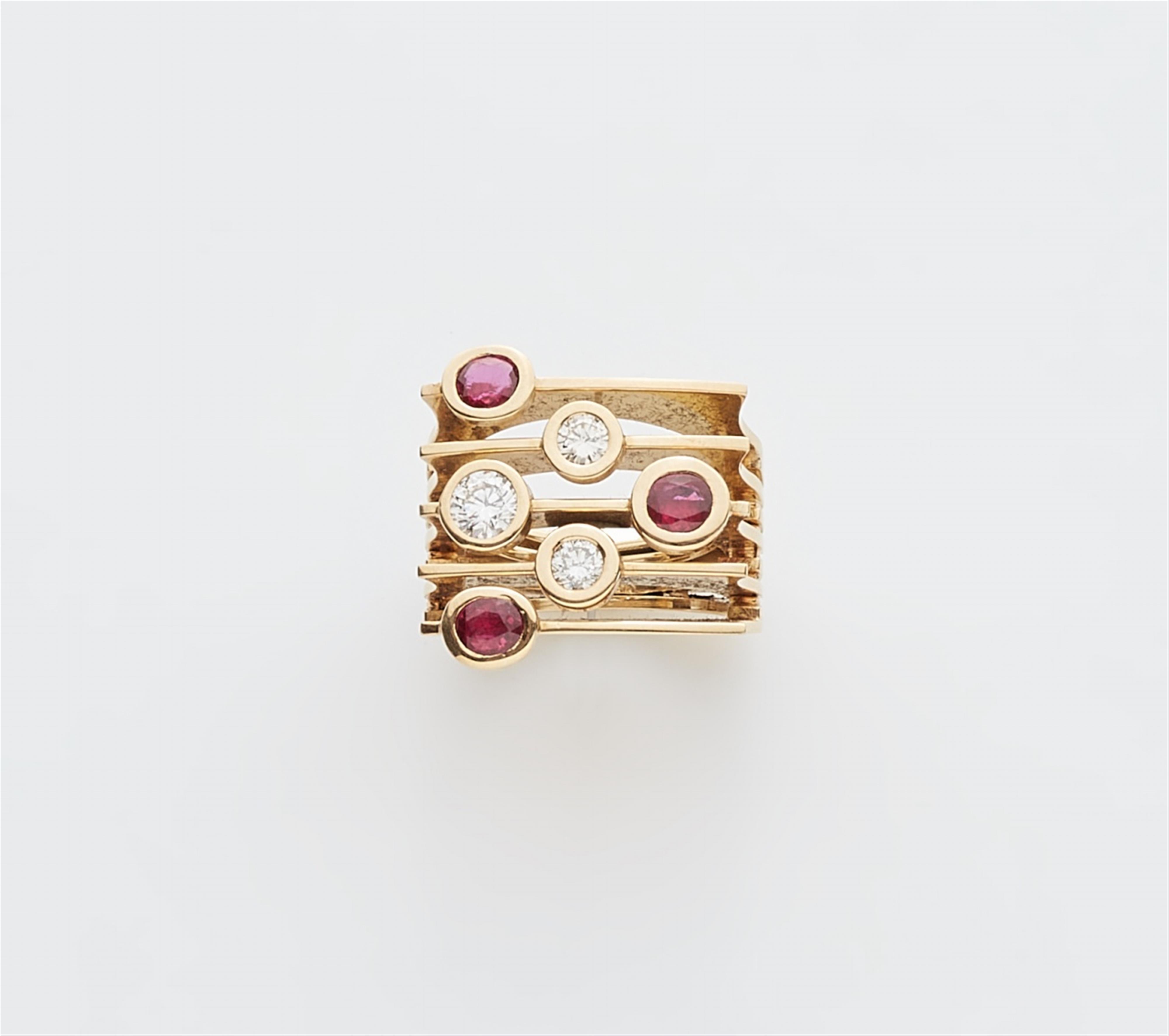 An 18k gold ruby and diamond ring - image-1