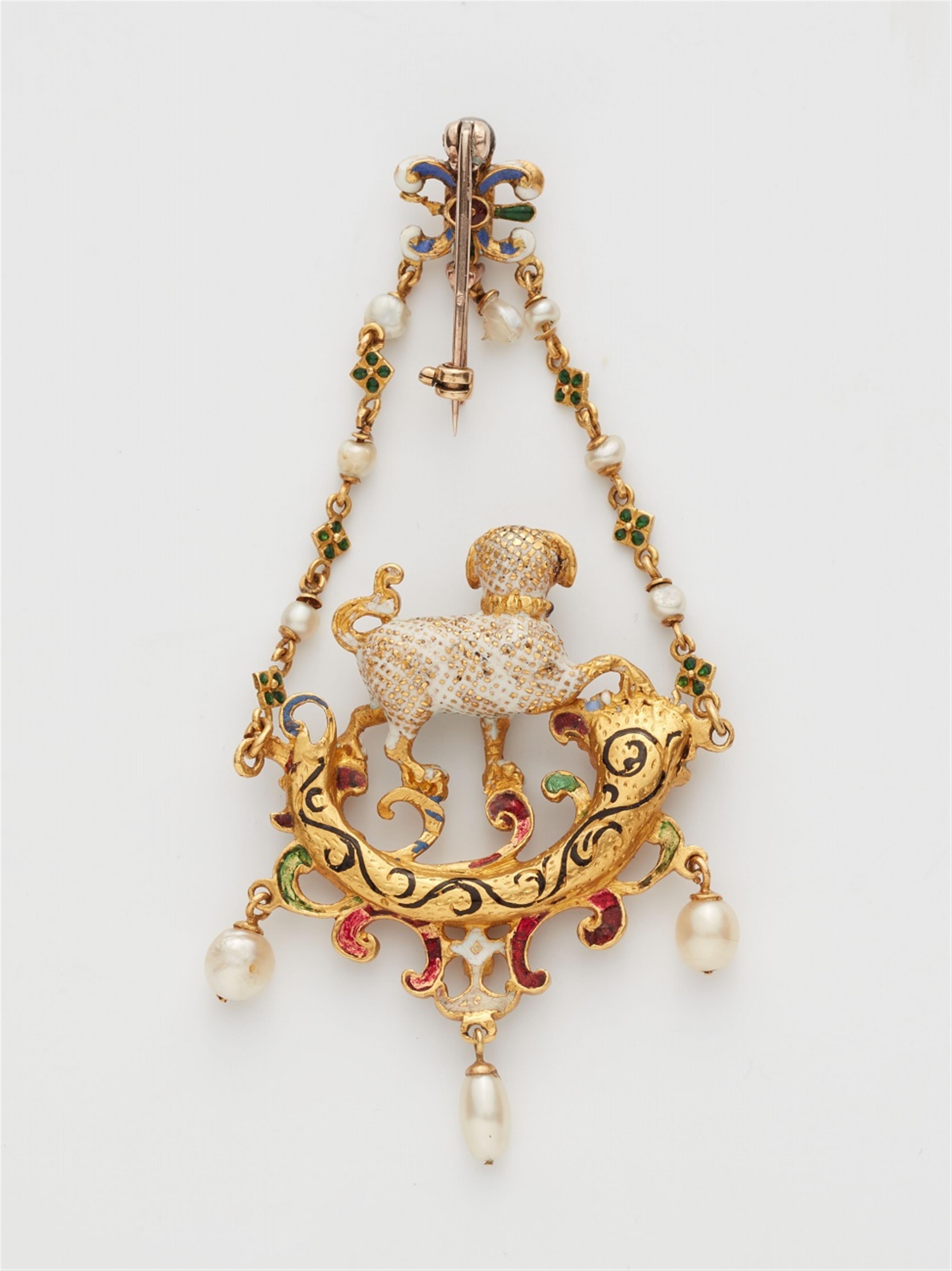 A Renaissance Revival gold enamel and gemstone pendant - image-2