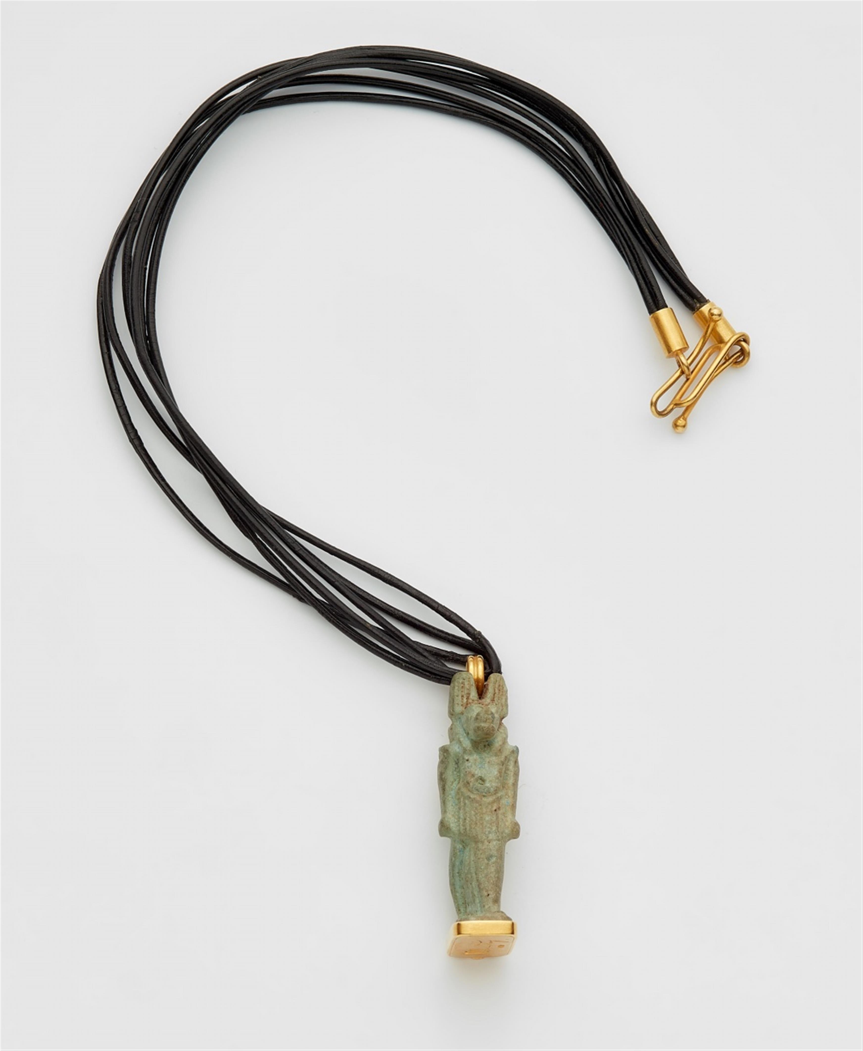A glazed fayence Anubis amulet pendant - image-1