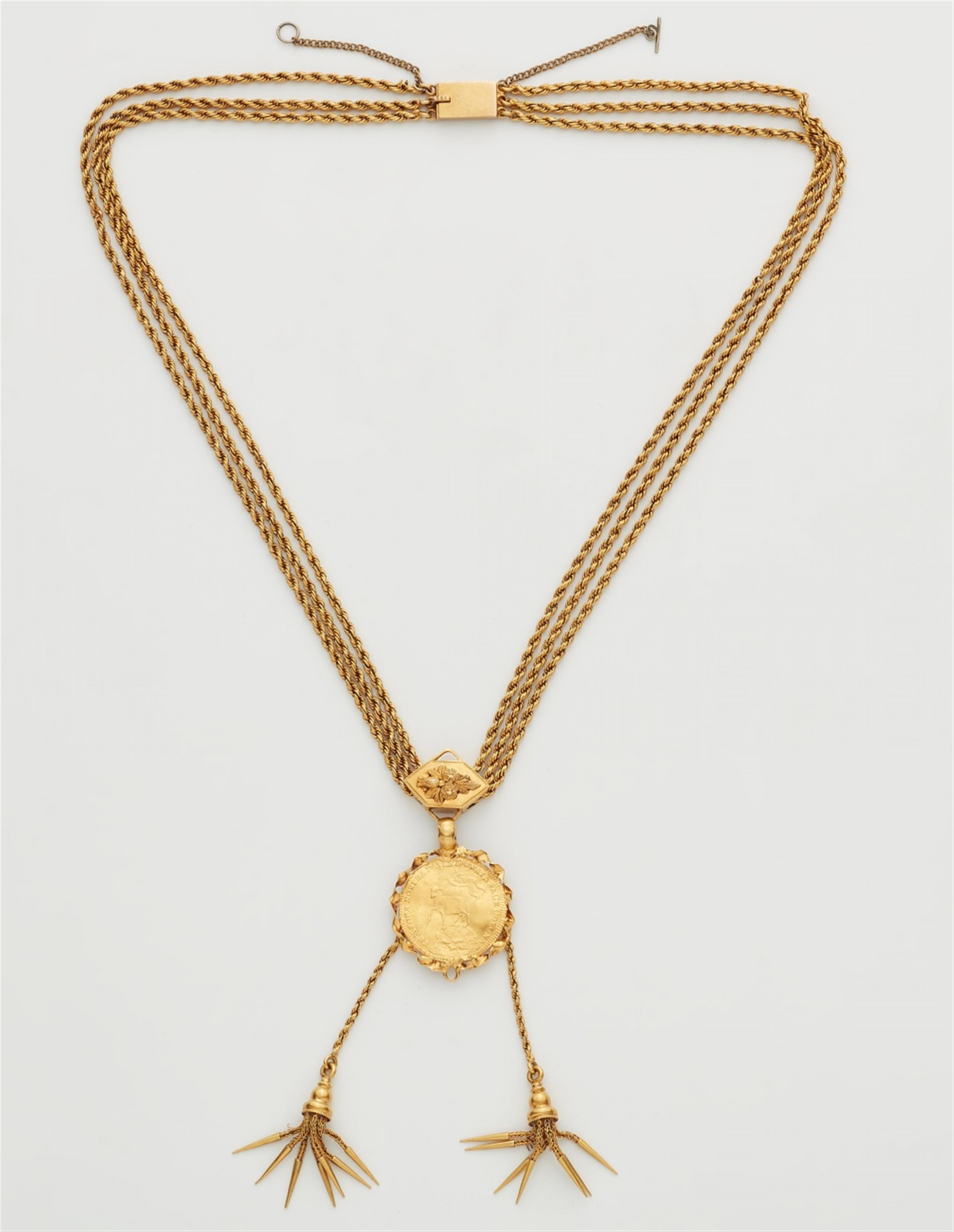 A 14k gold ducat necklace - image-1