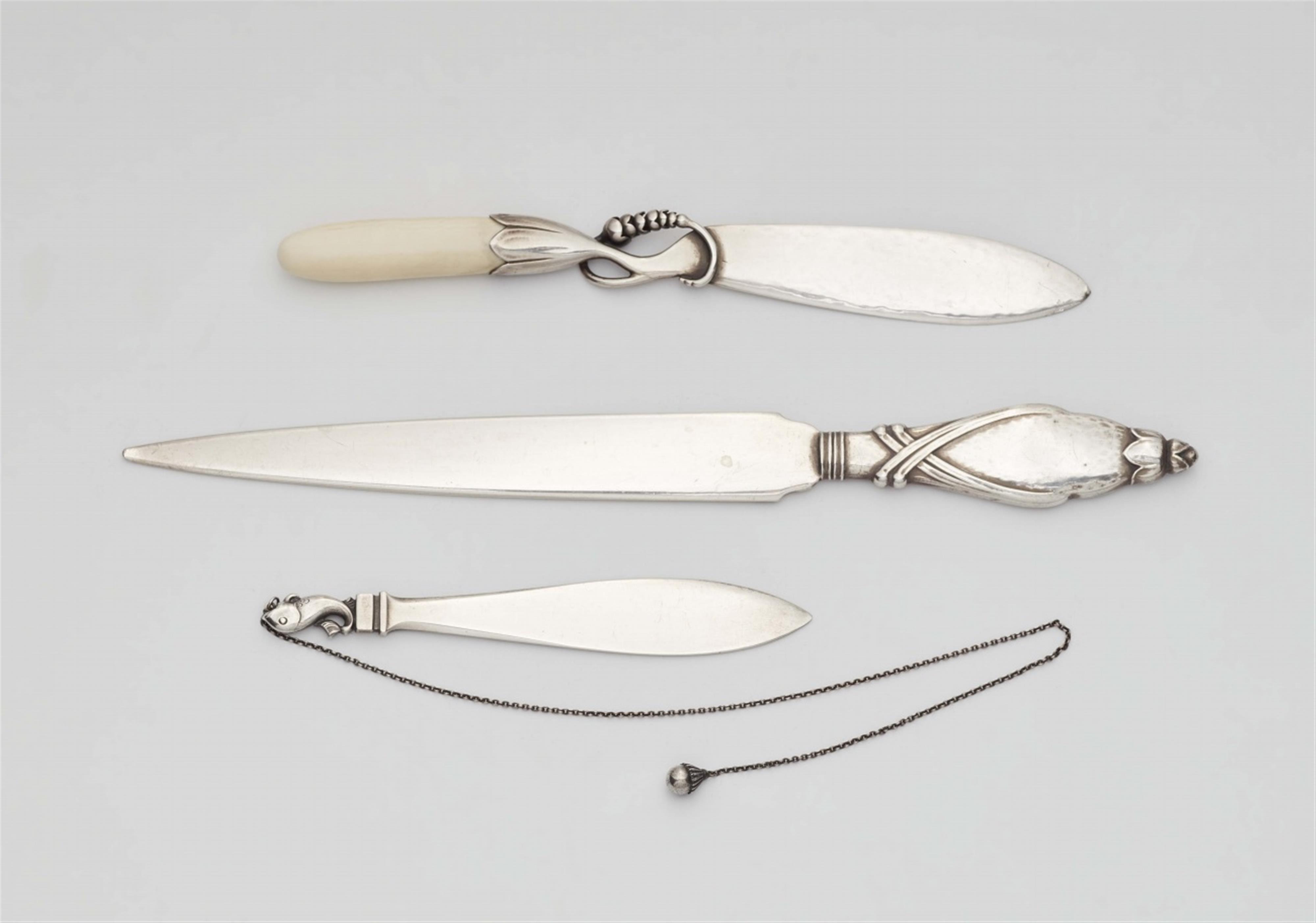 Three Georg Jensen silver letter openers, nos. 73, 117 and 198 - image-1