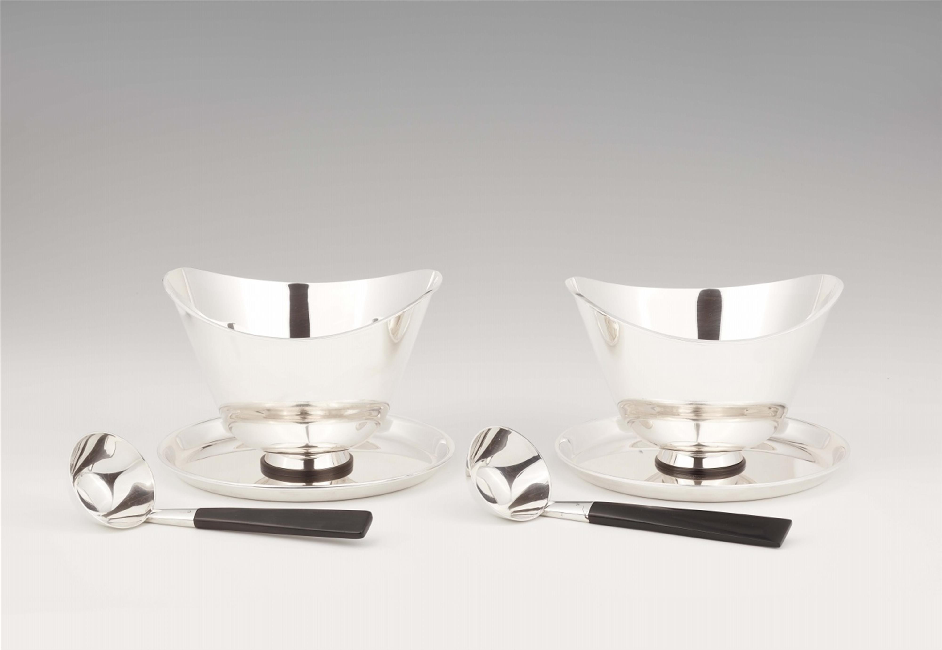 A pair of Copenhagen silver sauce boats and spoons - image-2