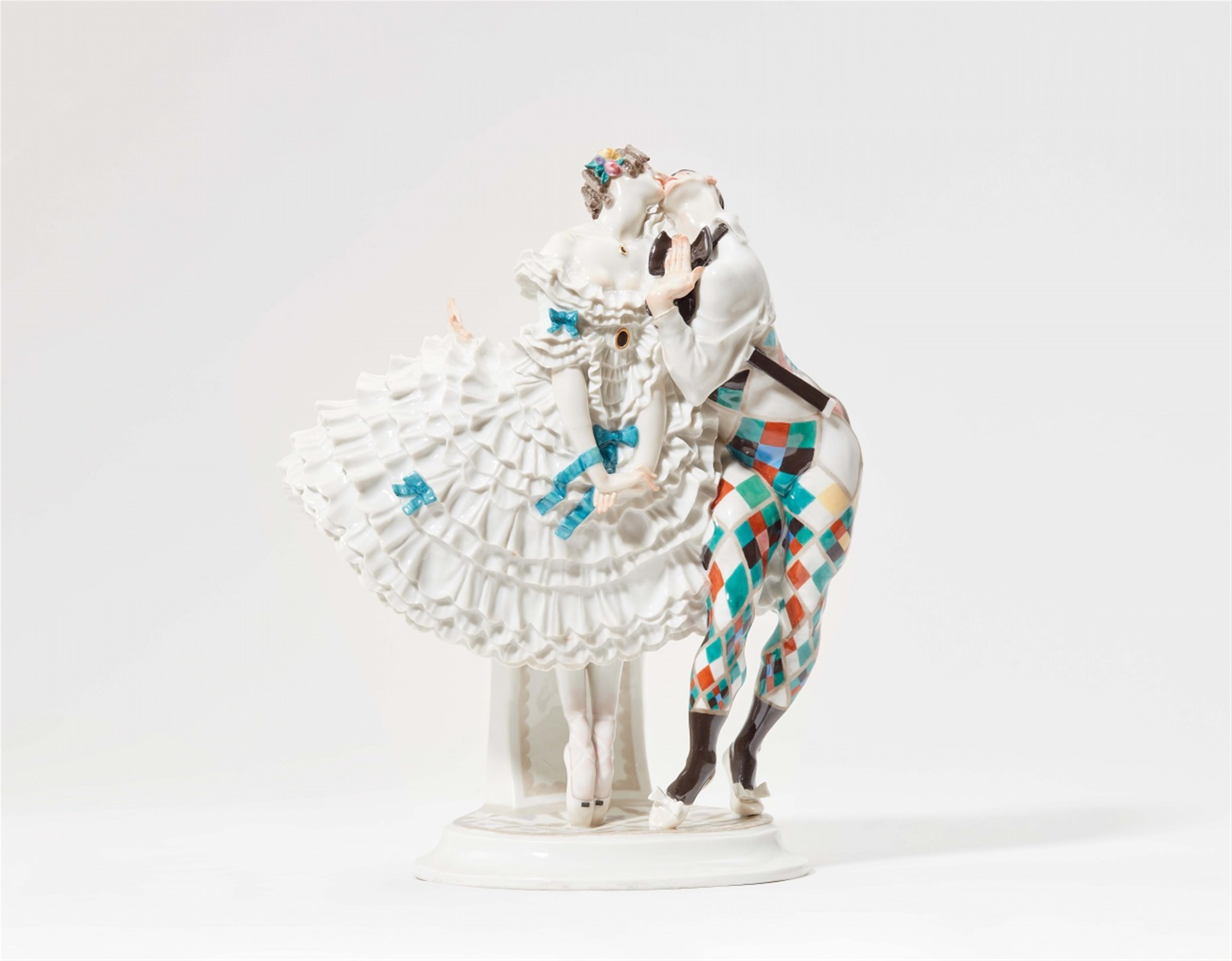 A Meissen porcelain model of Harlequin and Colombine - image-1