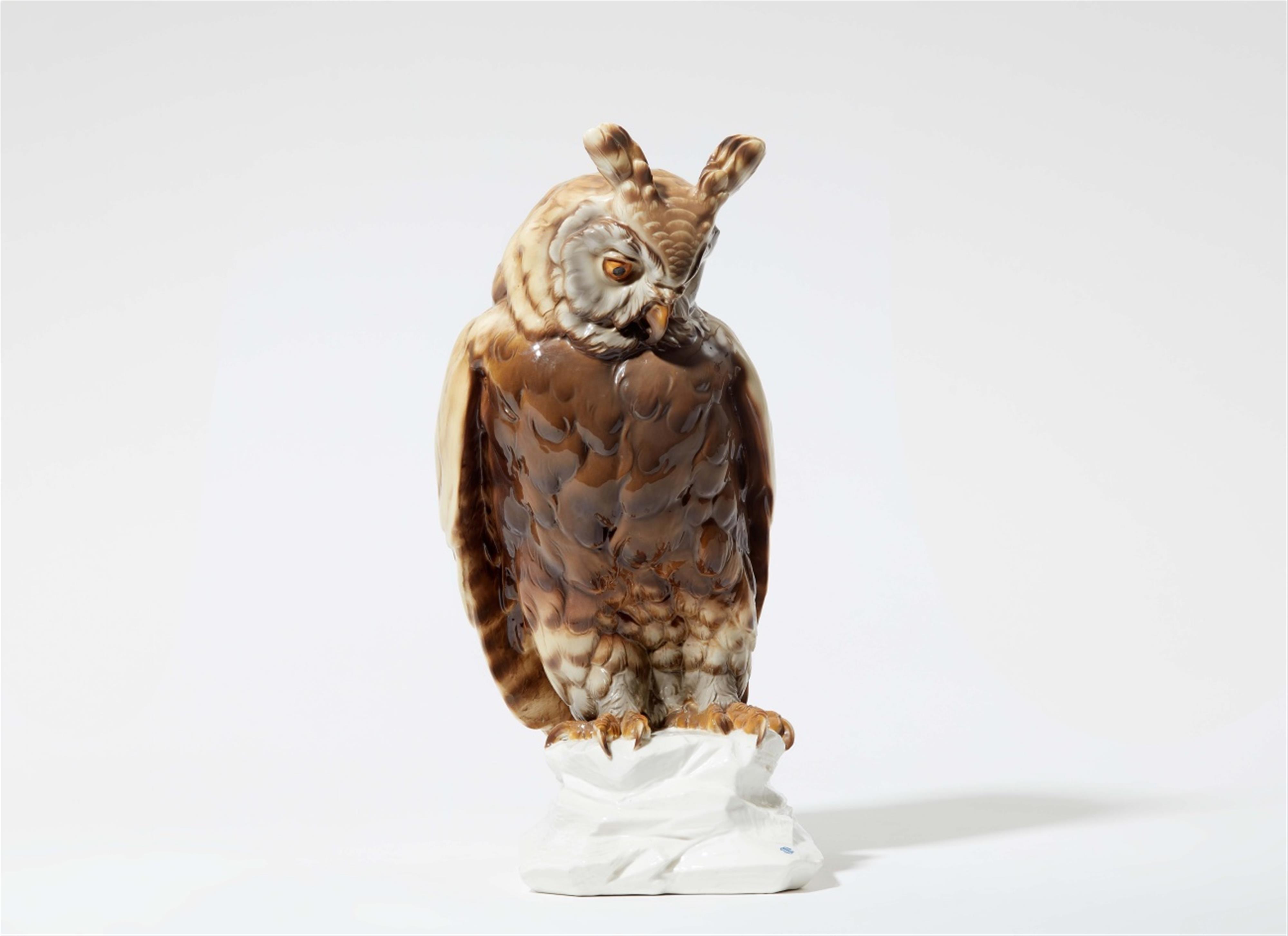 A large Nymphenburg porcelain model of an owl - image-1