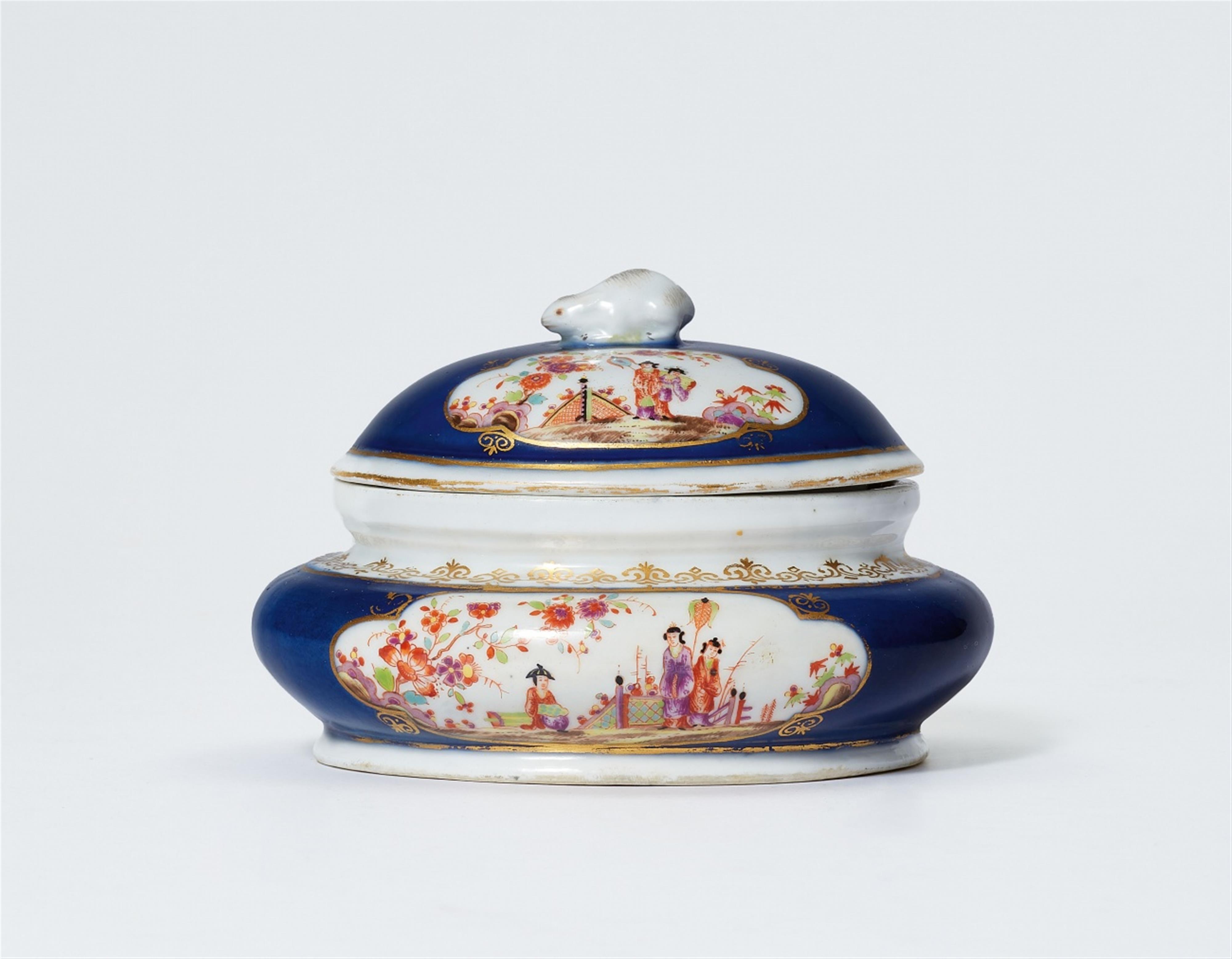 A Meissen porcelain sugar box with midnight blue ground - image-2