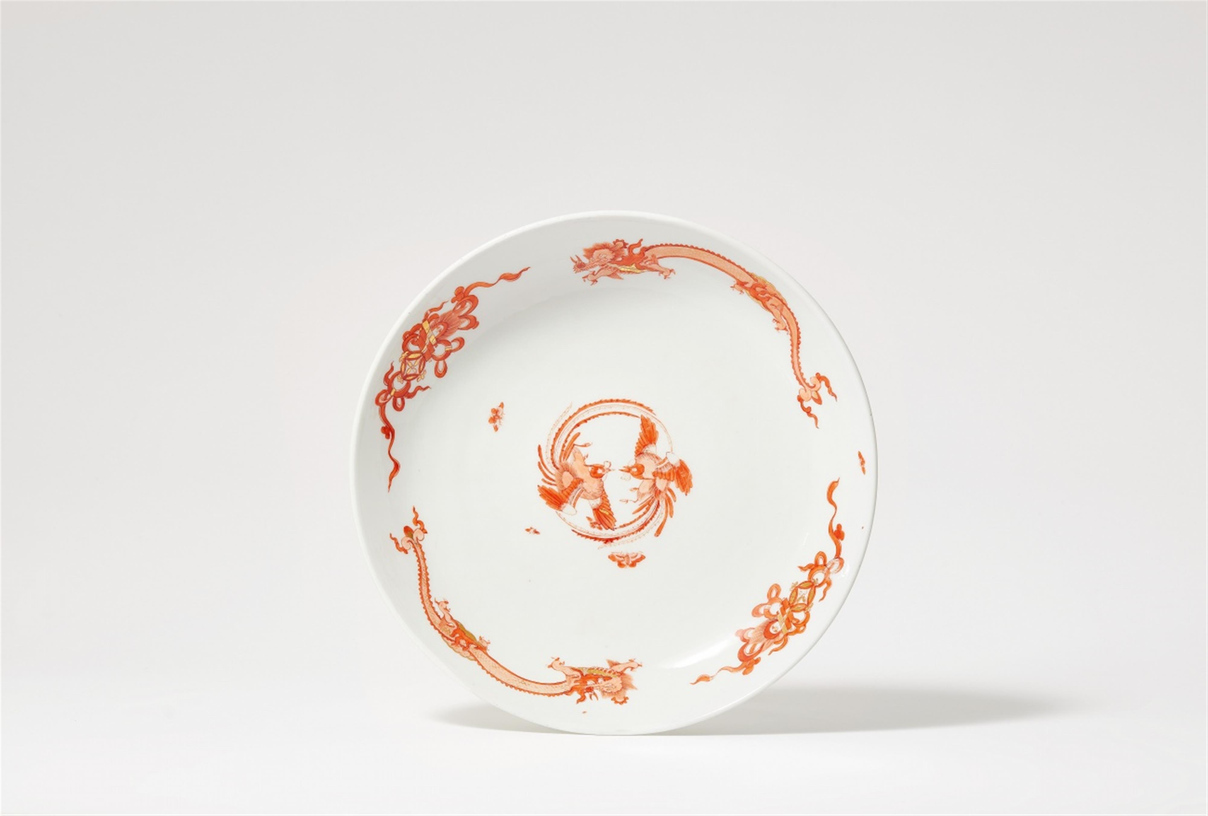A Meissen porcelain dish with a red dragon and K.H.K mark - image-1