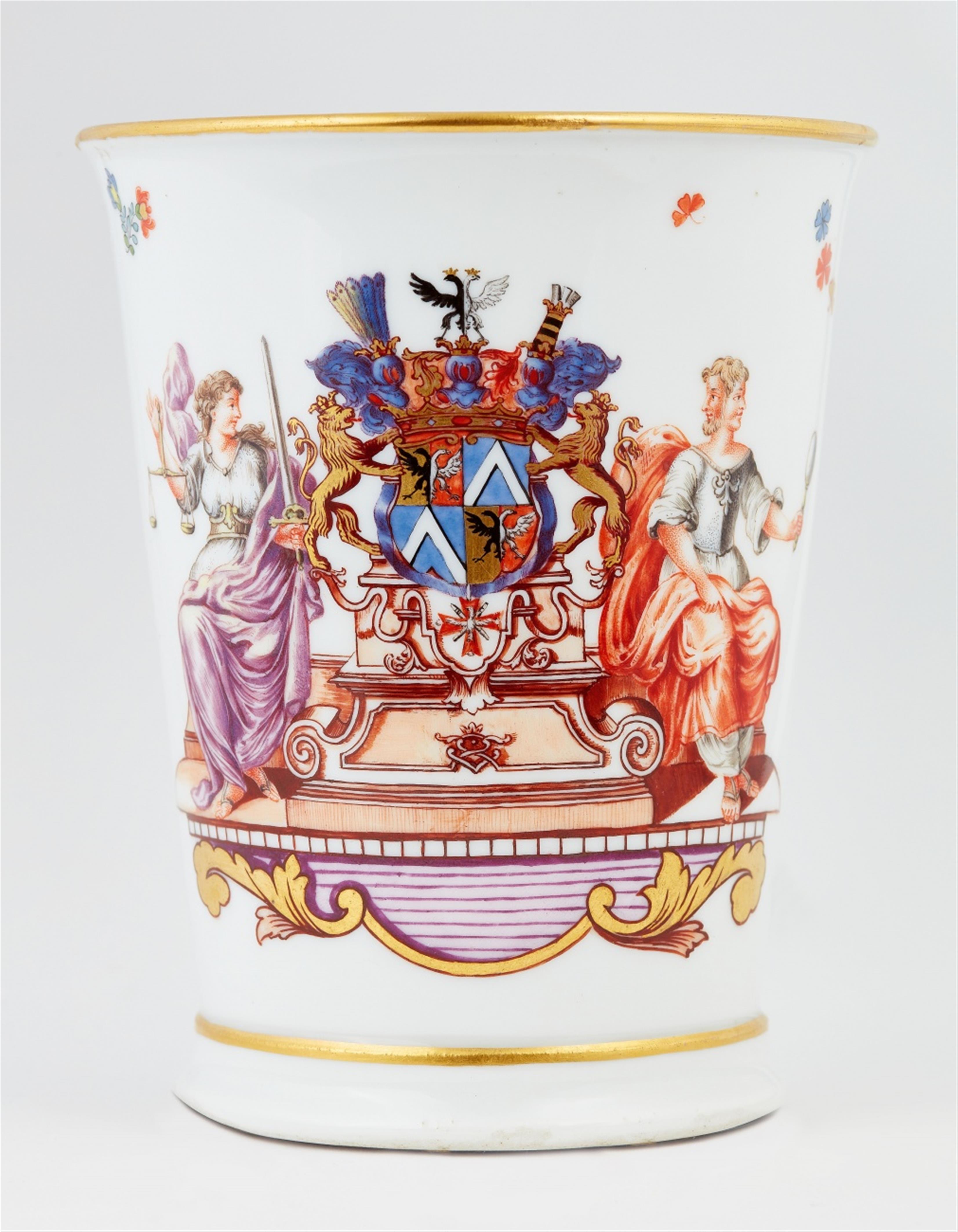 A Meissen porcelain beaker with the coat of arms of Count Heinrich von Brühl - image-5