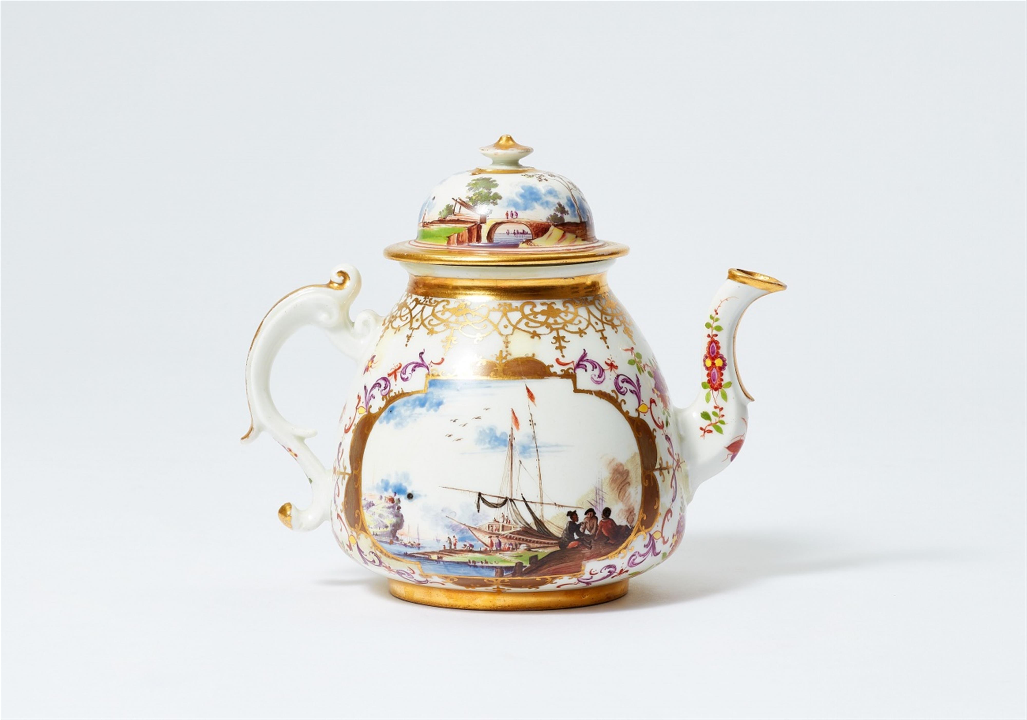 An early Meissen porcelain teapot with a KPM mark - image-2