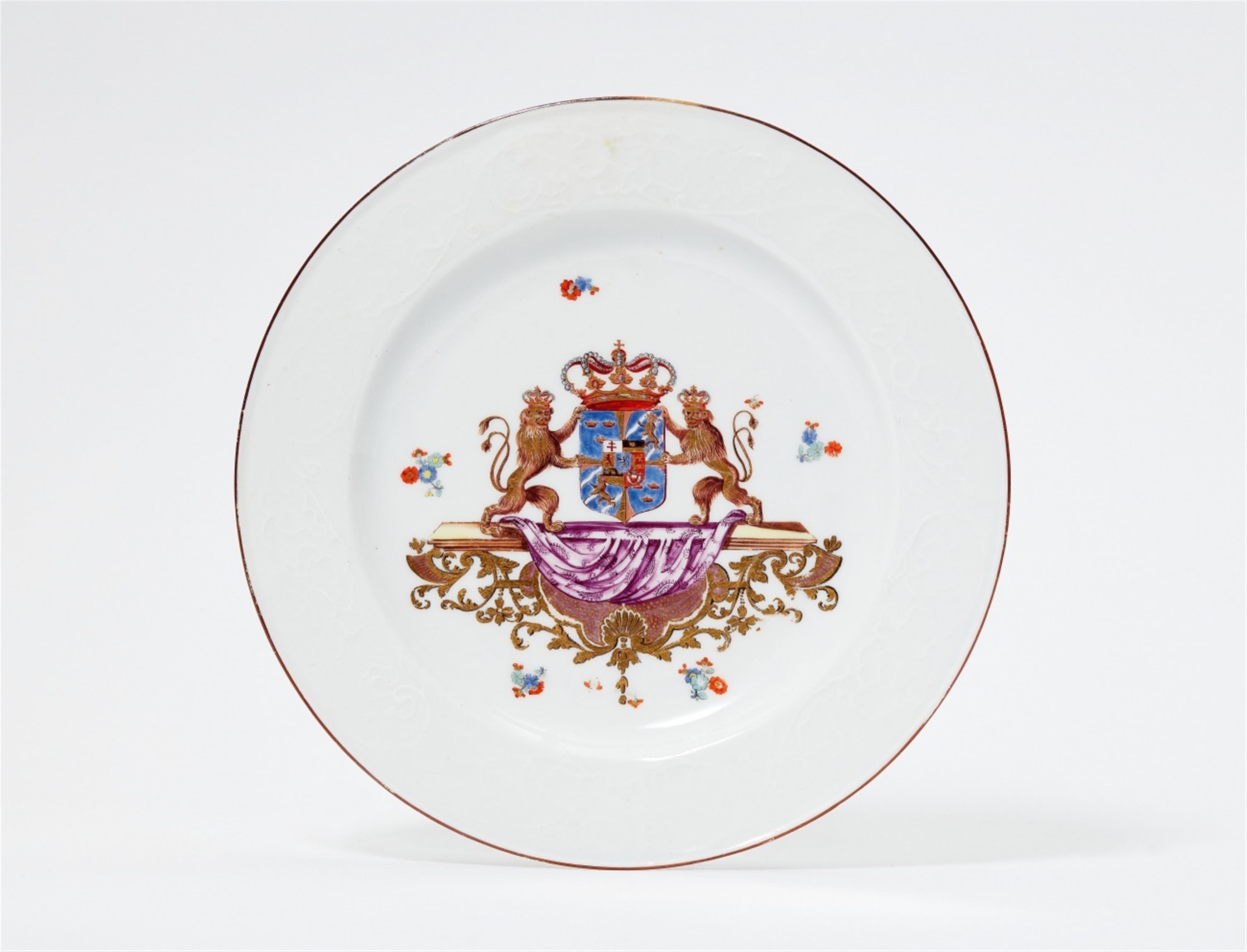 A Meissen porcelain plate from a service with the armorials of King of Sweden - image-1