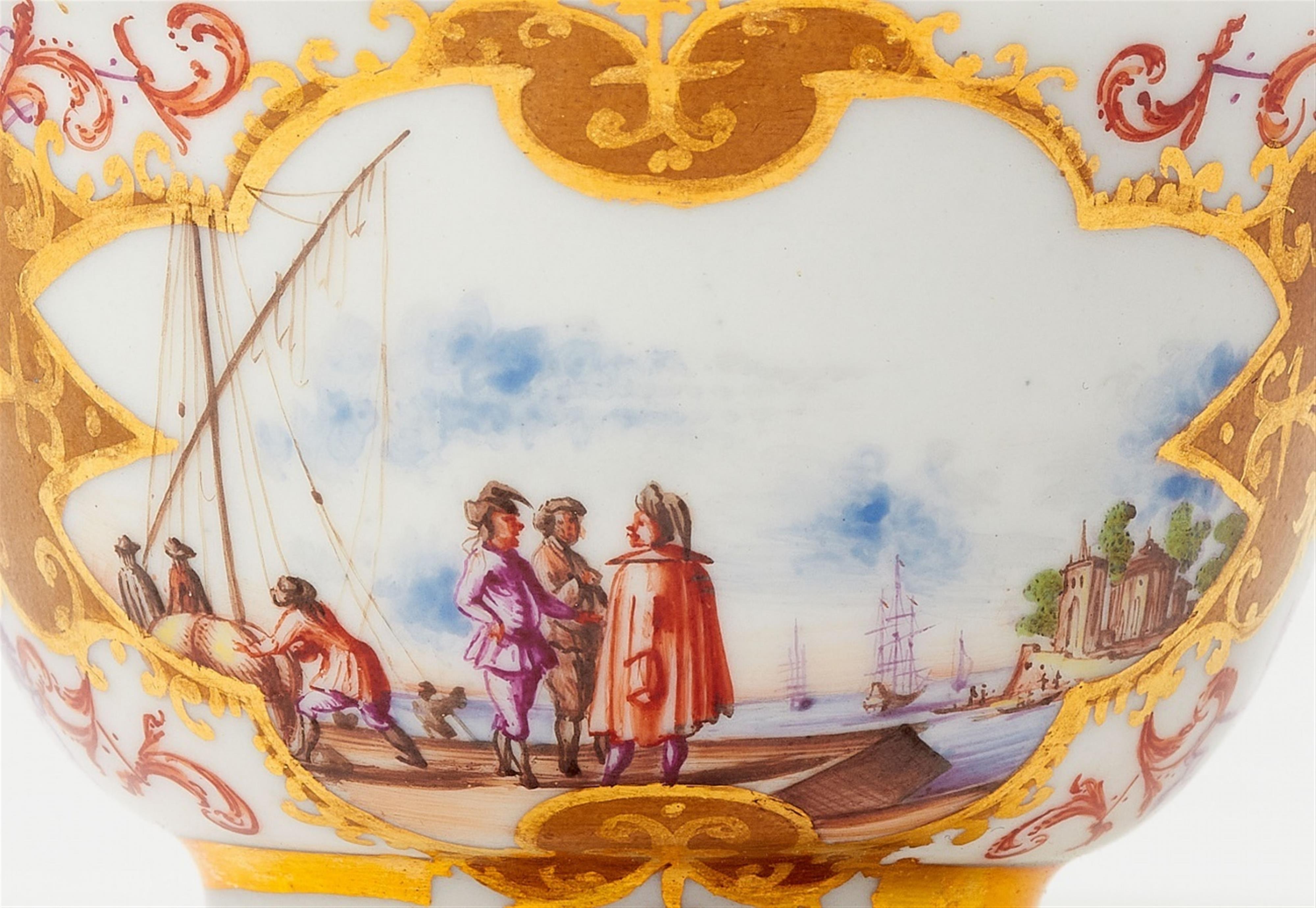 A Meissen porcelain tea bowl and saucer from the service for Christian VI of Denmark - image-2