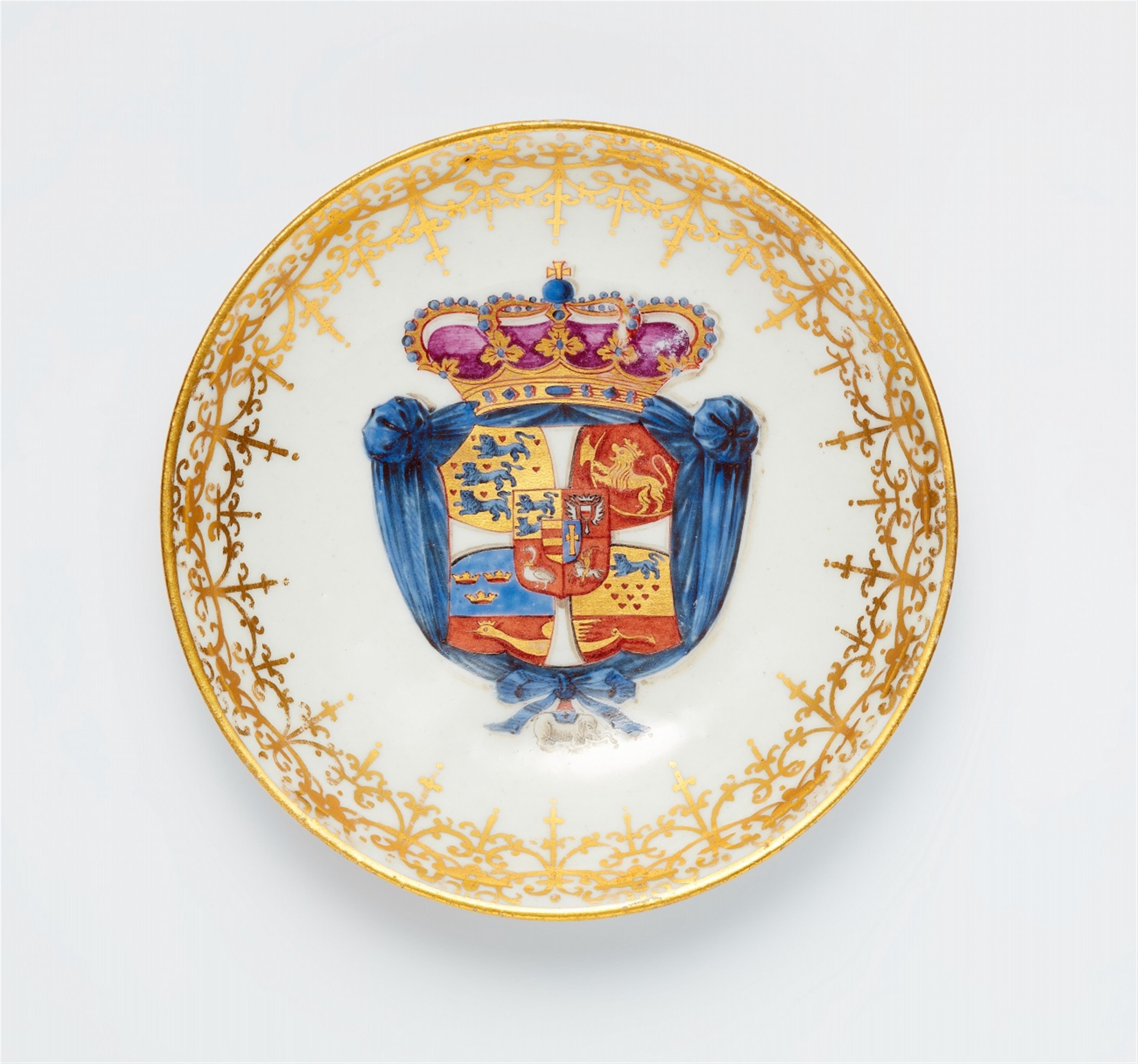 A Meissen porcelain tea bowl and saucer from the service for Christian VI of Denmark - image-4