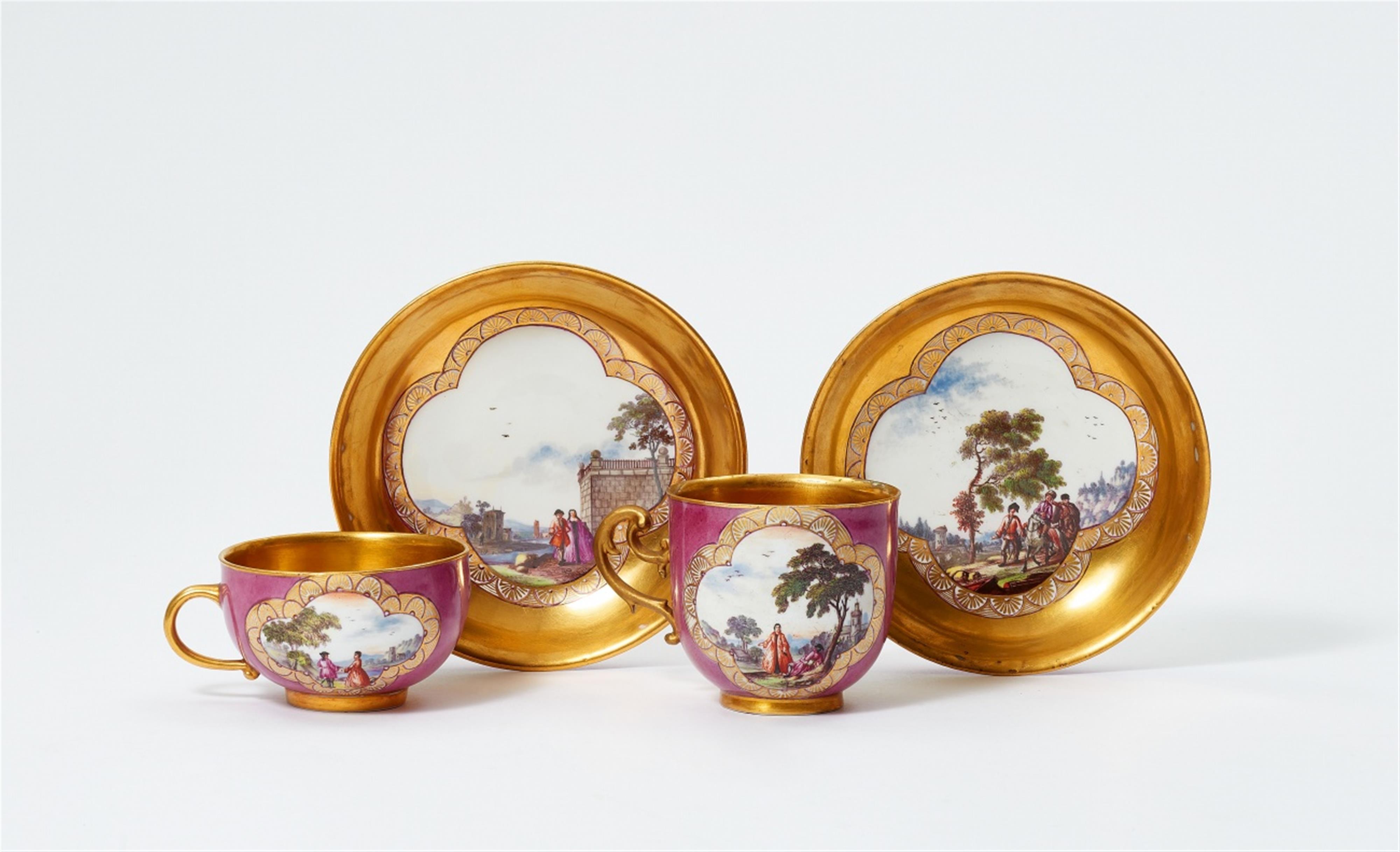 Four items of Meissen porcelain with park landscapes - image-1
